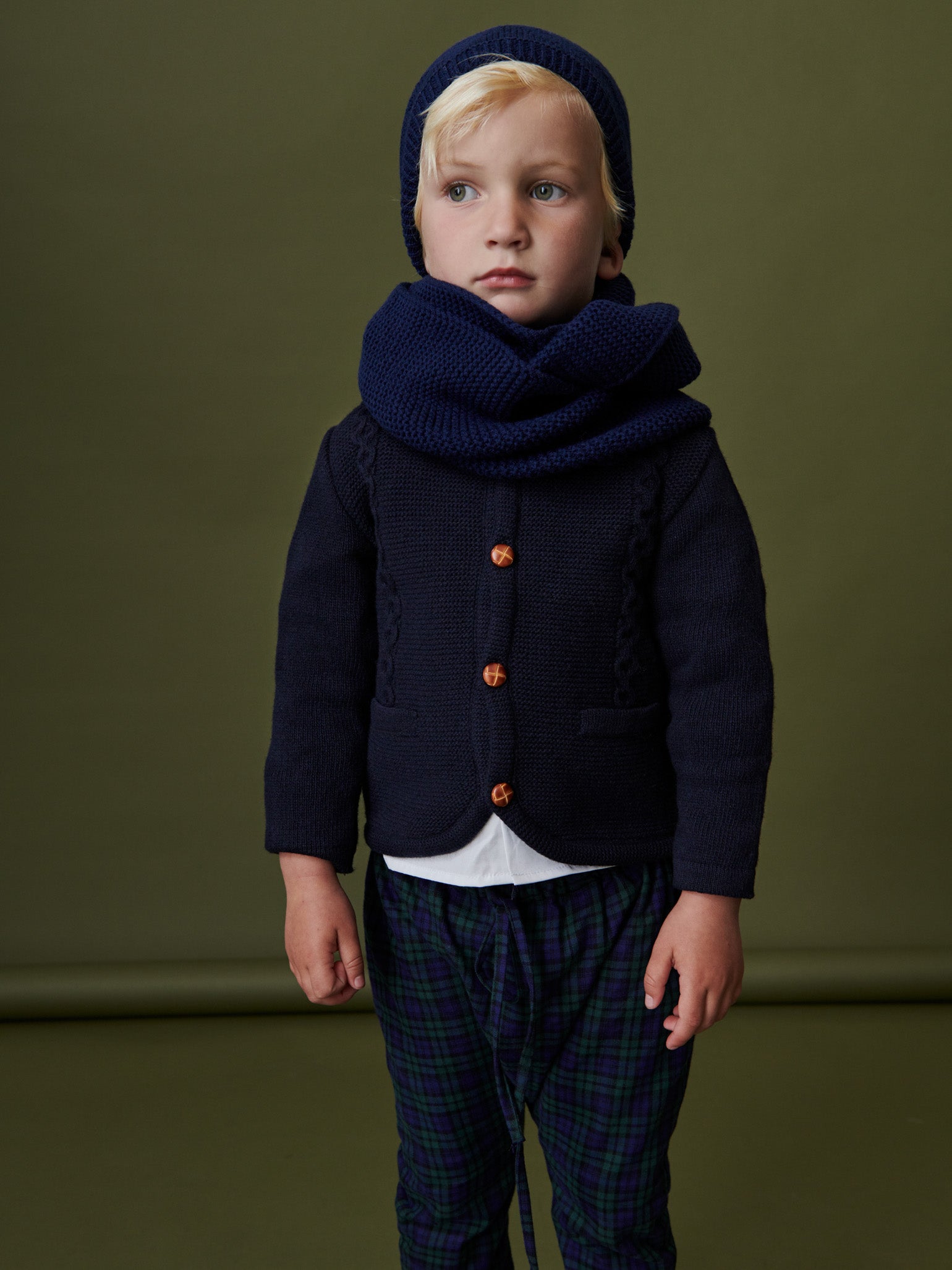 Navy Zas Merino Boy Cardigan