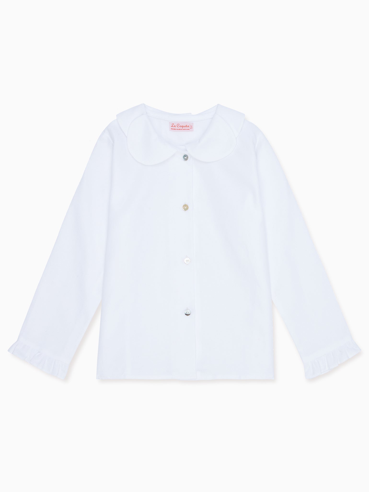 White Tulipe Long Sleeve Girl Shirt
