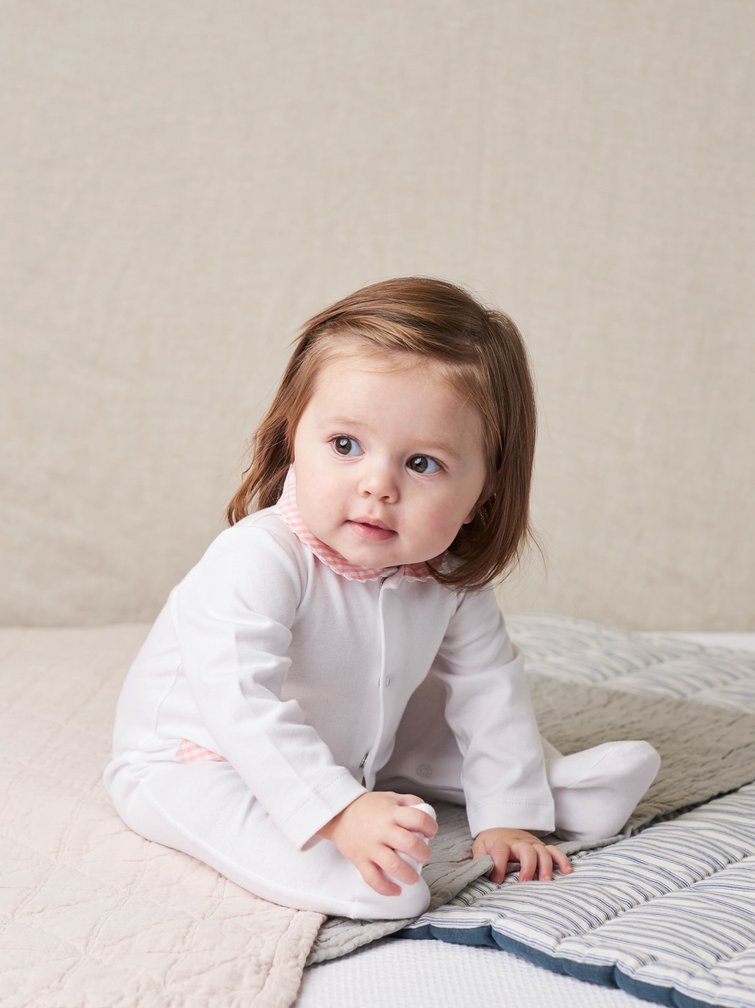 Pink Vichy Baby Girl Girl Sleepsuit