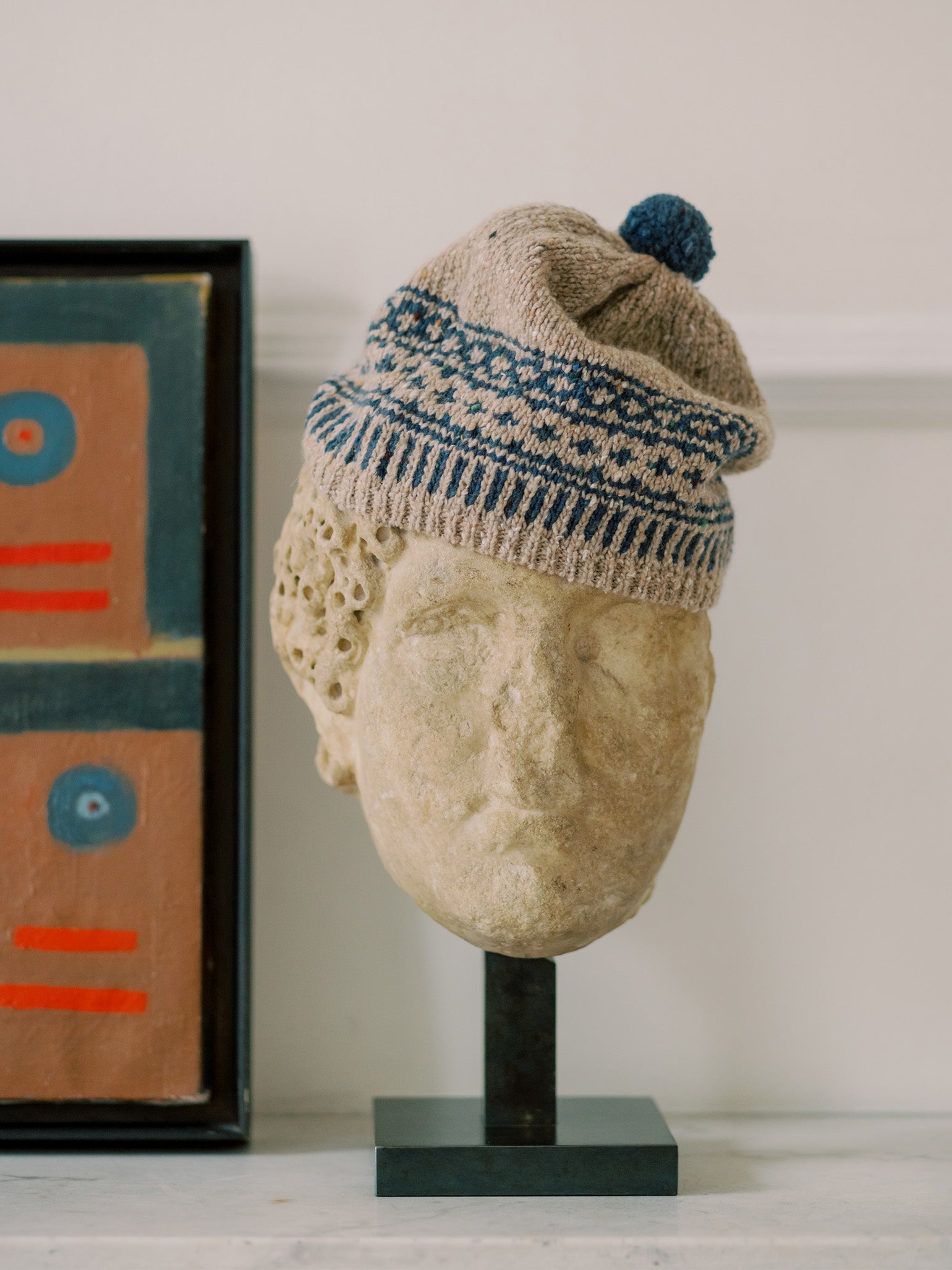 Oatmeal Merino Fair Isle Bobble Hat