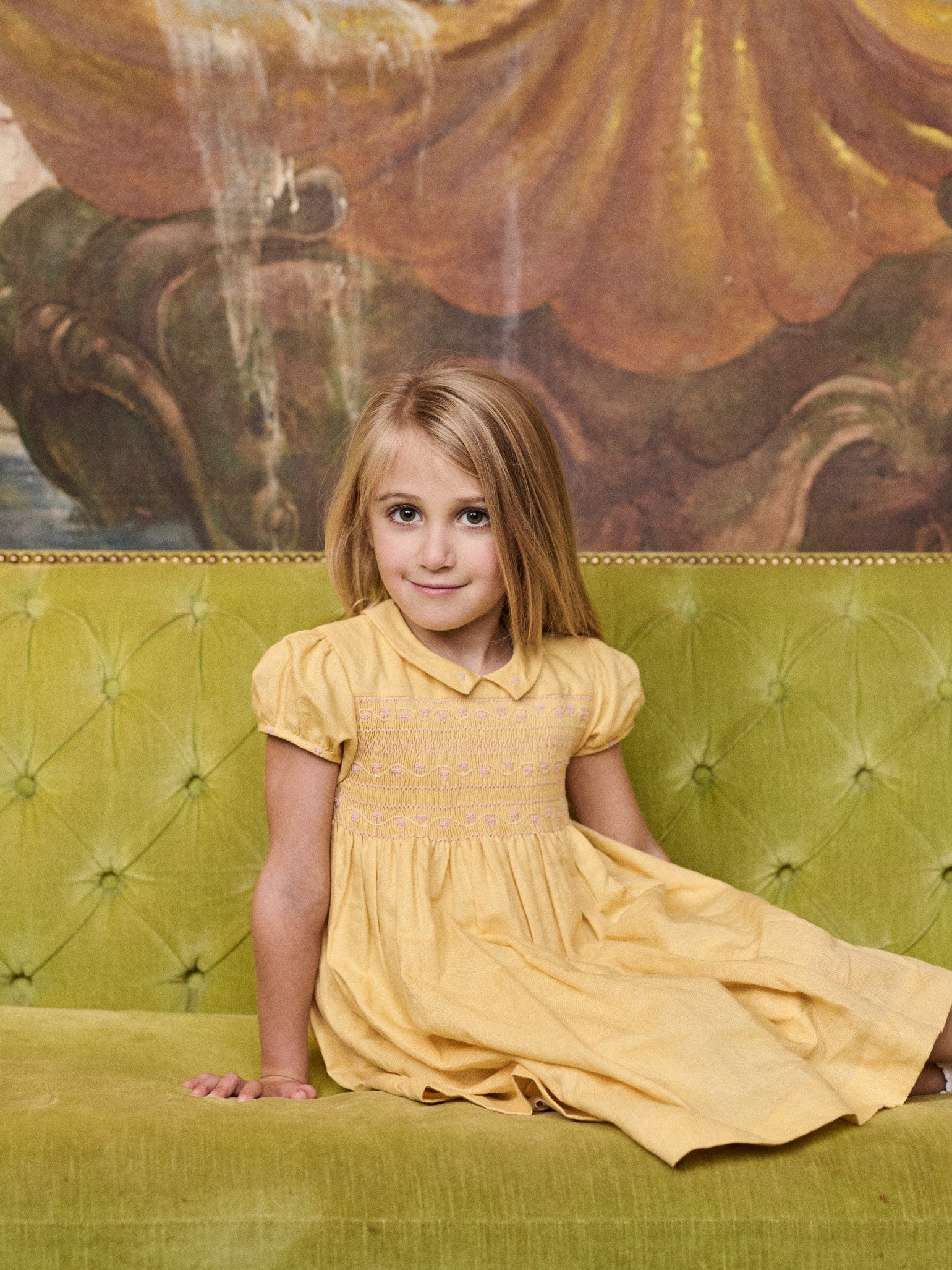 Nicky Hilton x La Coqueta Lemon Dolly Girl Hand-Smocked Dress