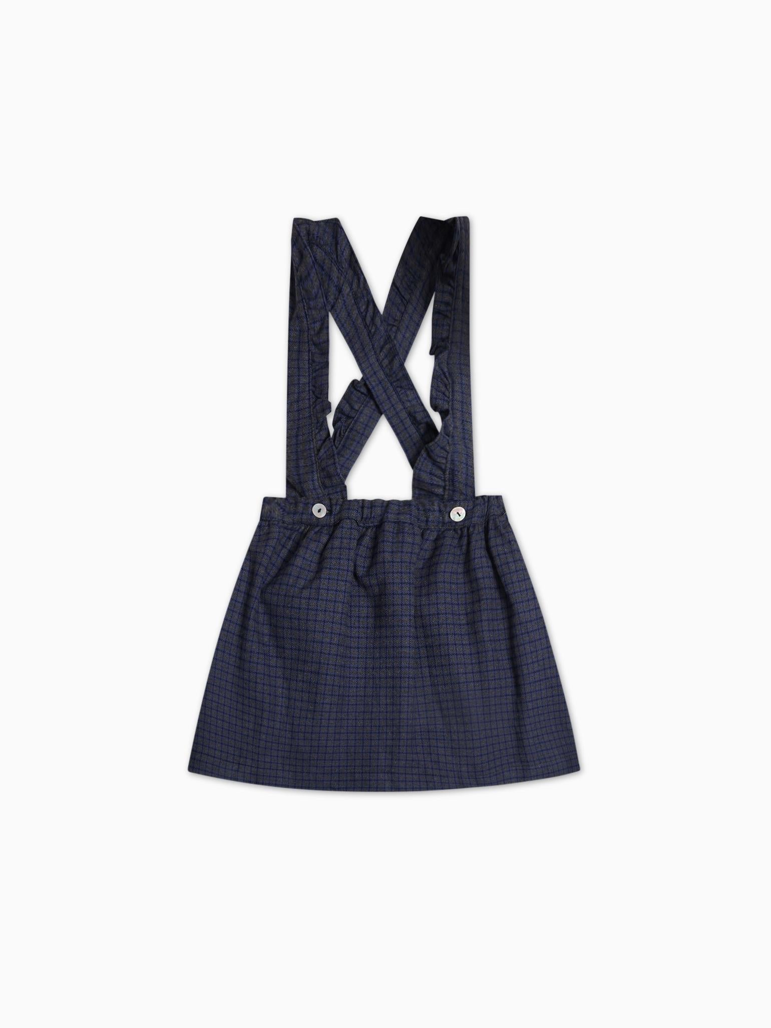 Blue Check Agata Girl Pinafore Skirt