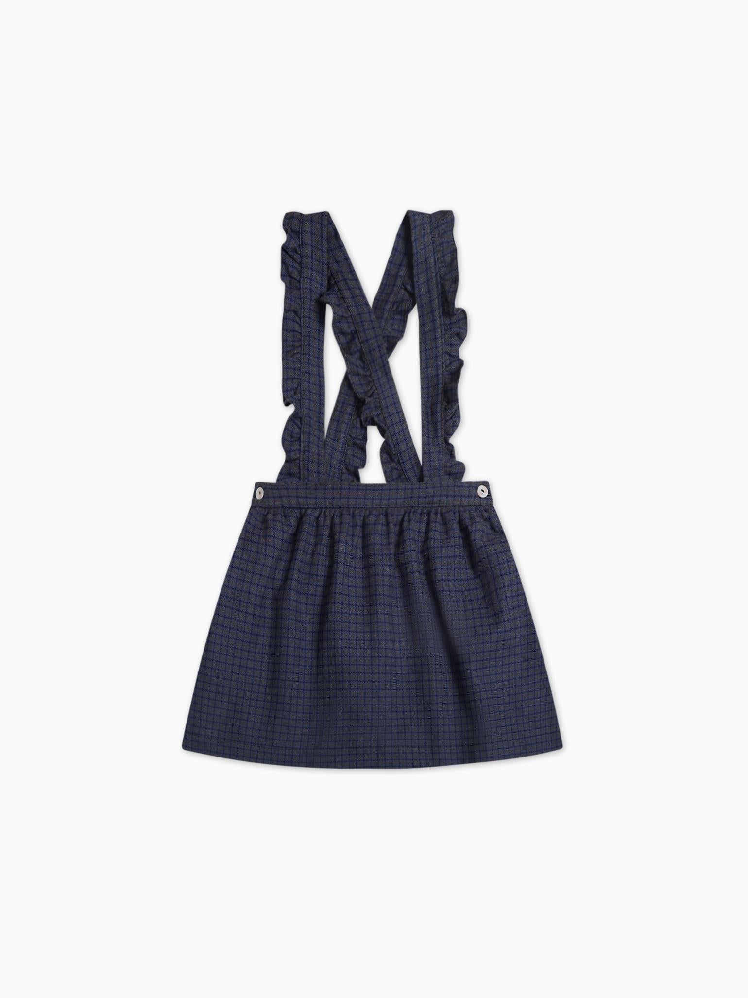 Blue Check Agata Girl Pinafore Skirt