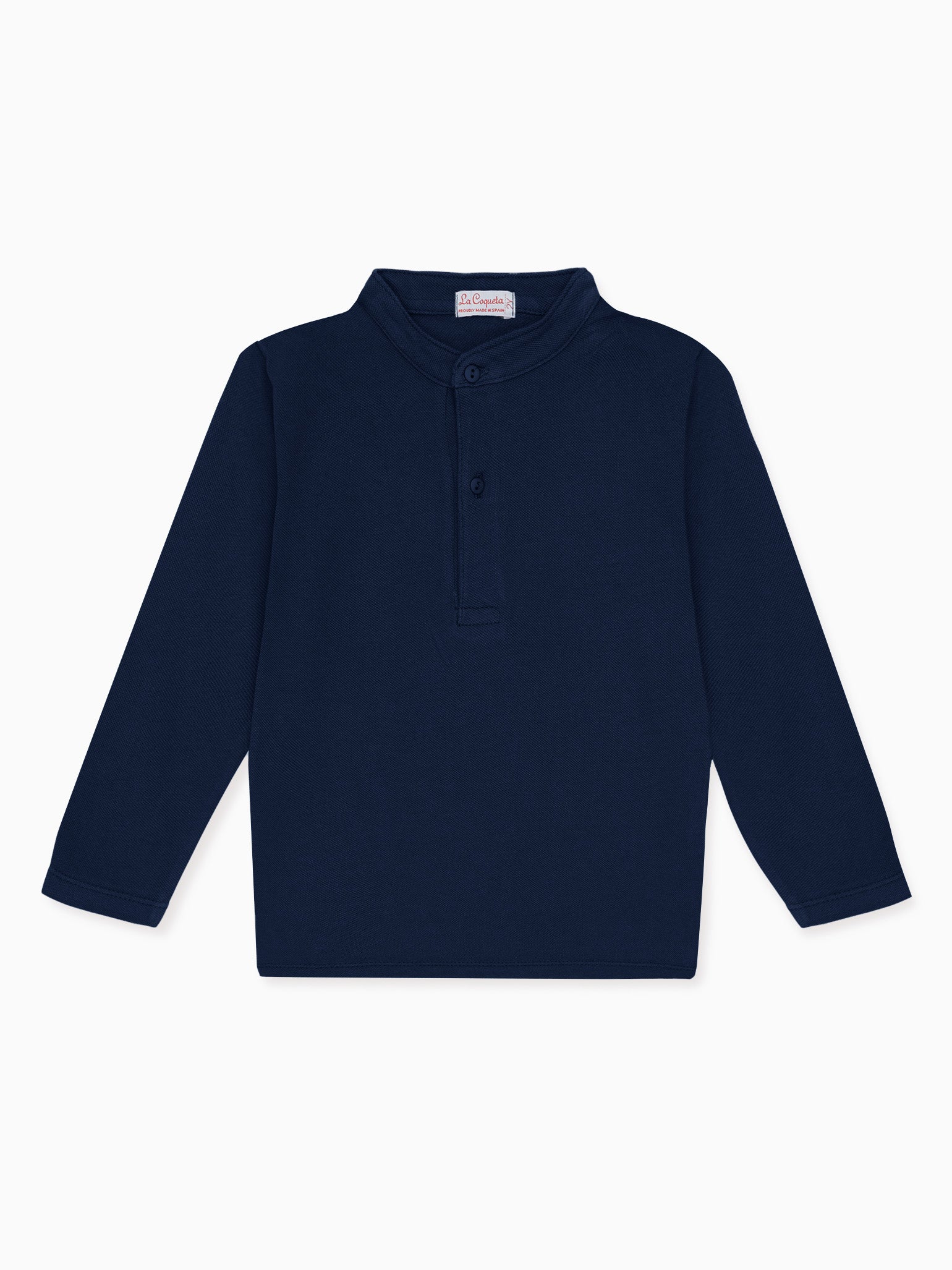 Navy Alcomo Long Sleeve Boy Polo Shirt