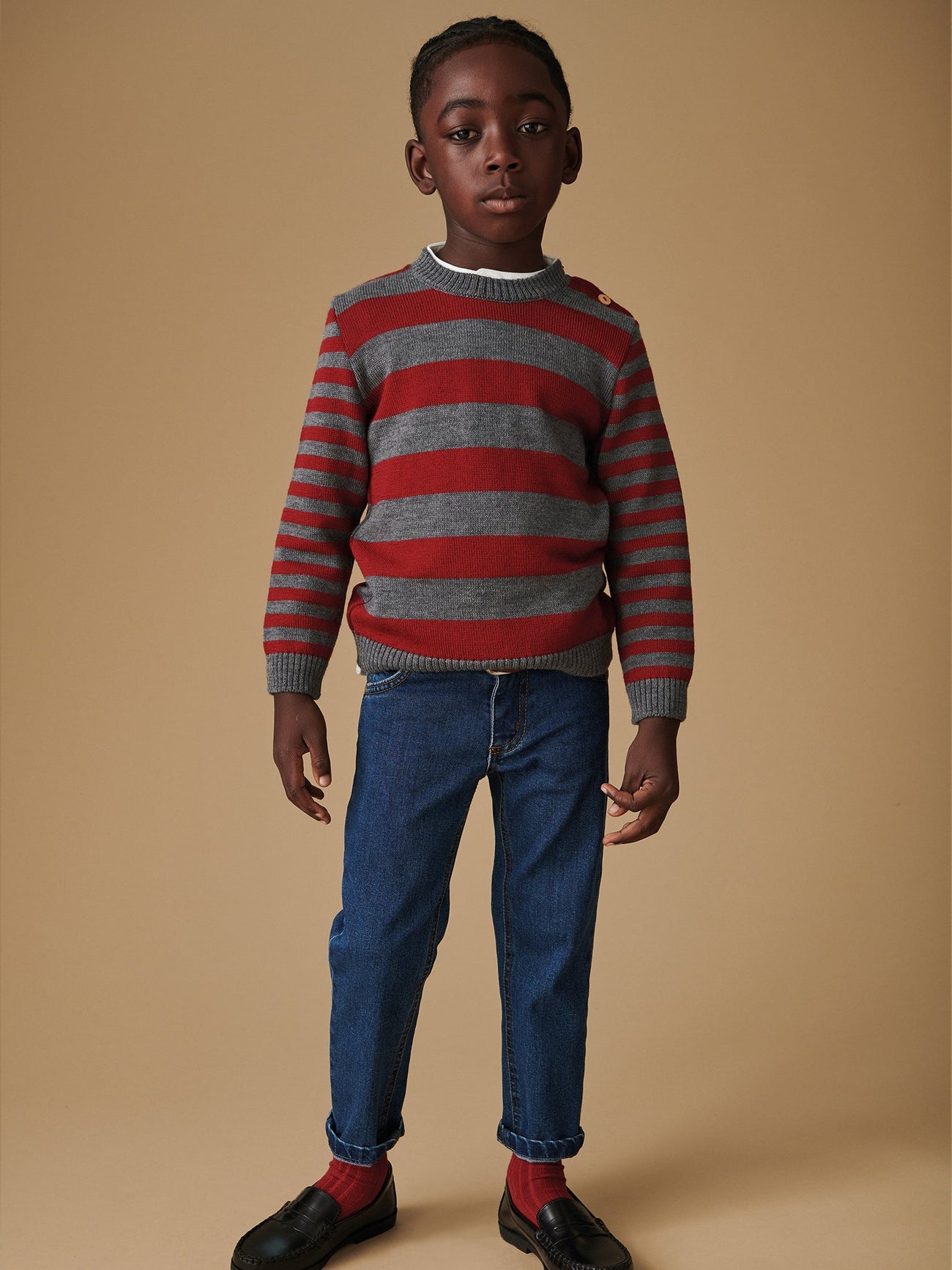 Burgundy Stripe Bromo Merino Boy Jumper