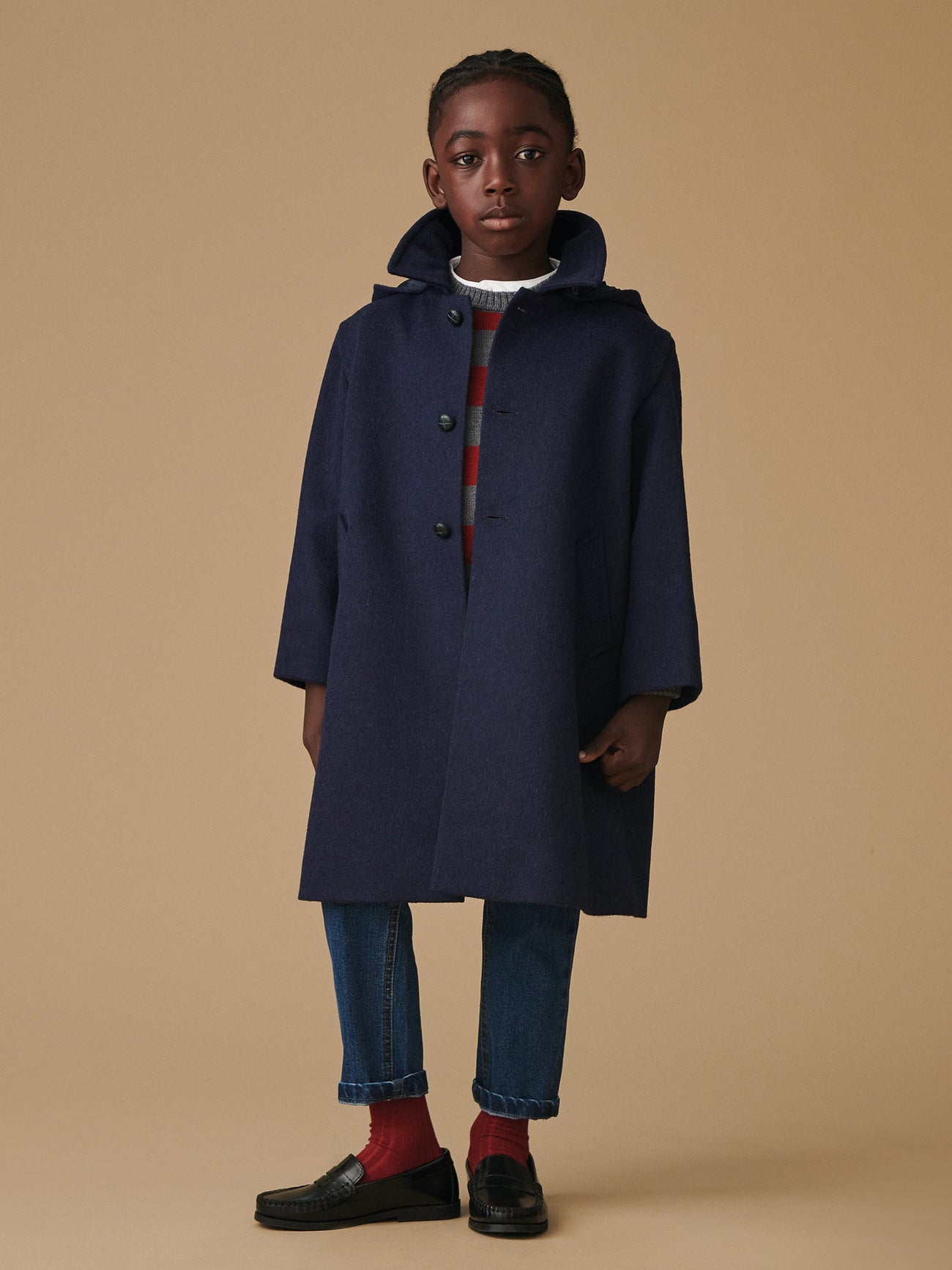 Navy Loden Wool Kids Coat