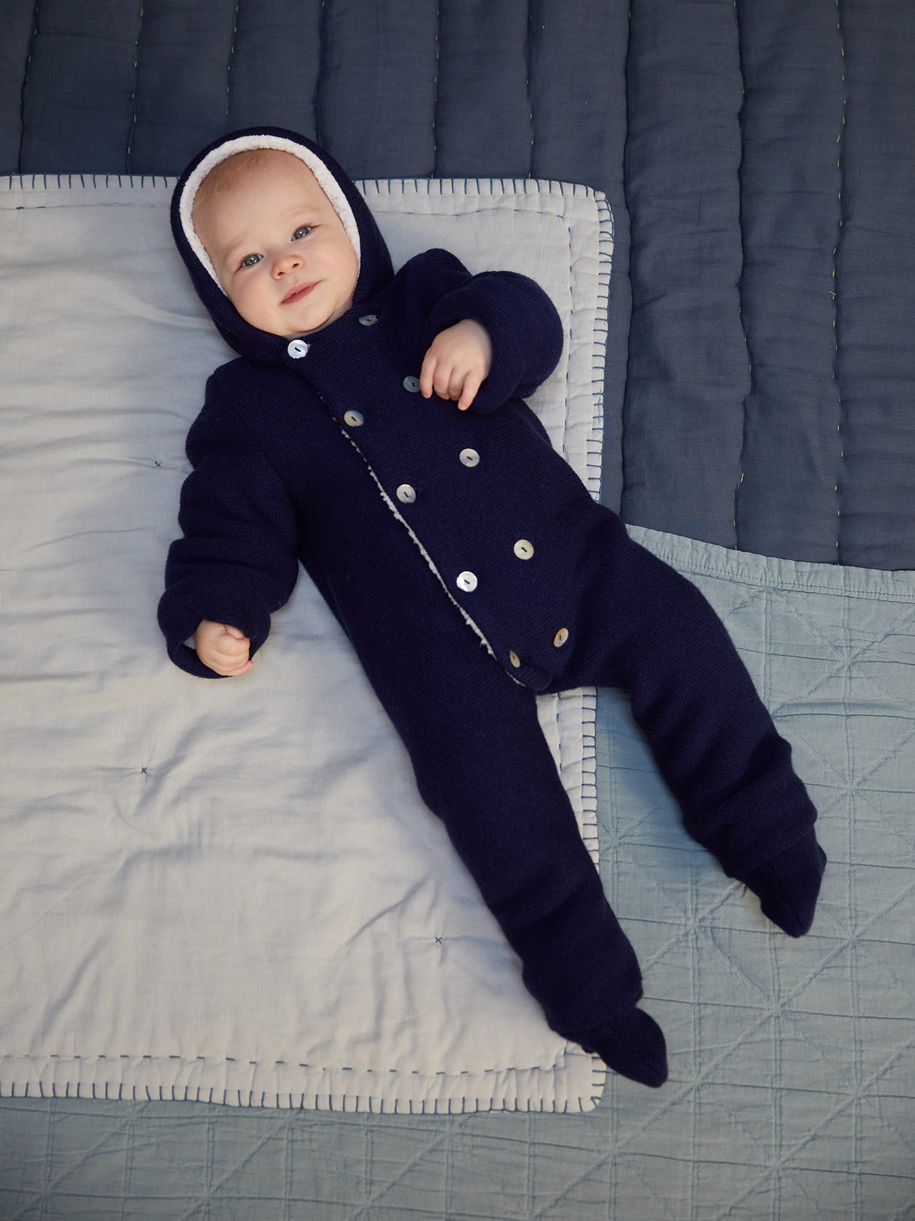 Navy Alejo Merino Baby Snowsuit