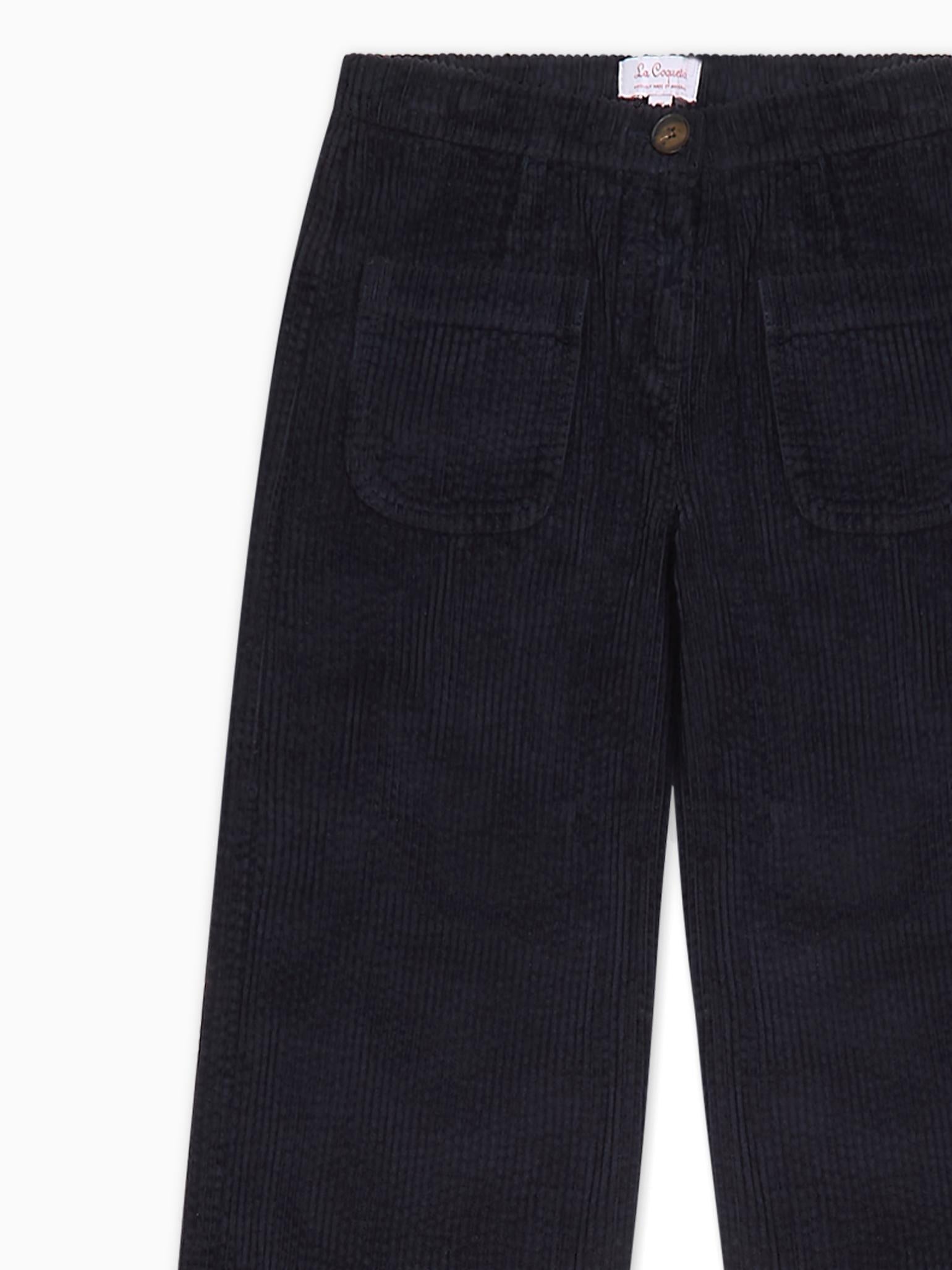 Navy Alma Corduroy Girl Trousers