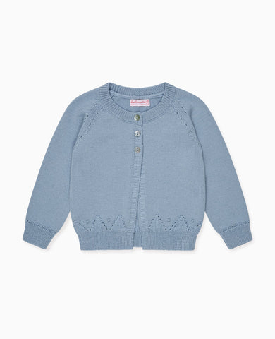 Dusty Blue Alvira Merino Baby Cardigan