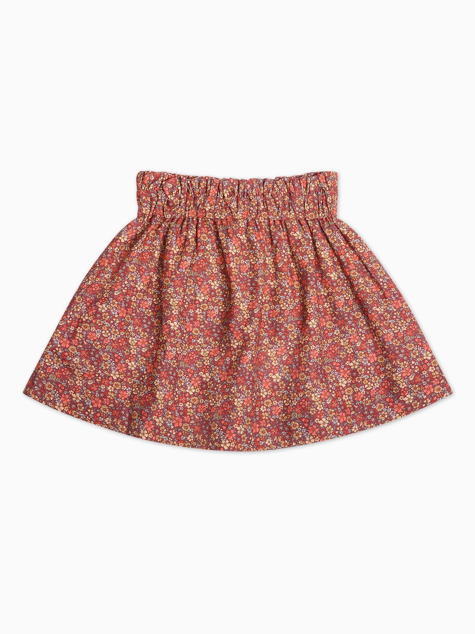 Terracotta Floral Amalia Girl Skirt