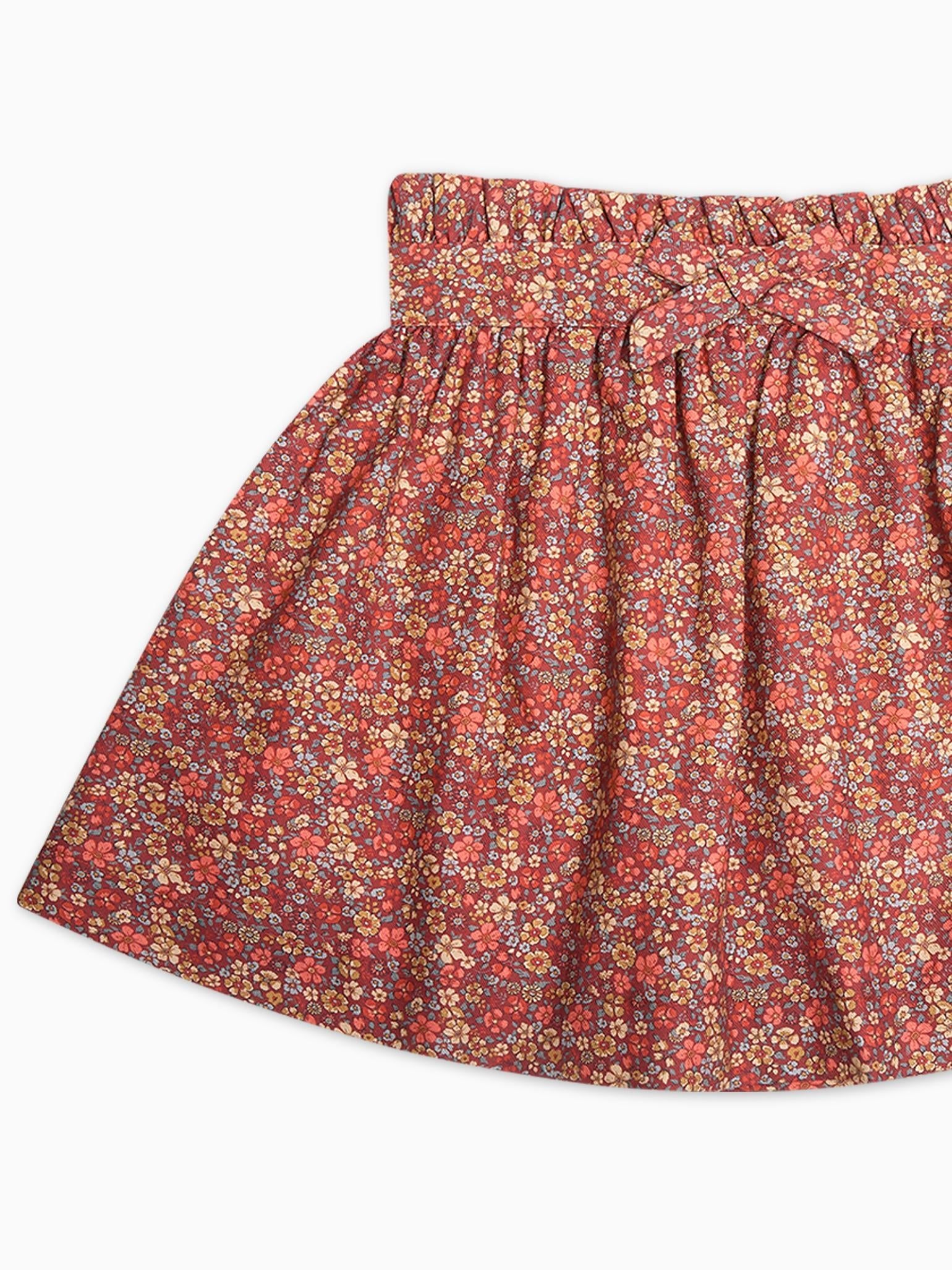 Terracotta Floral Amalia Girl Skirt
