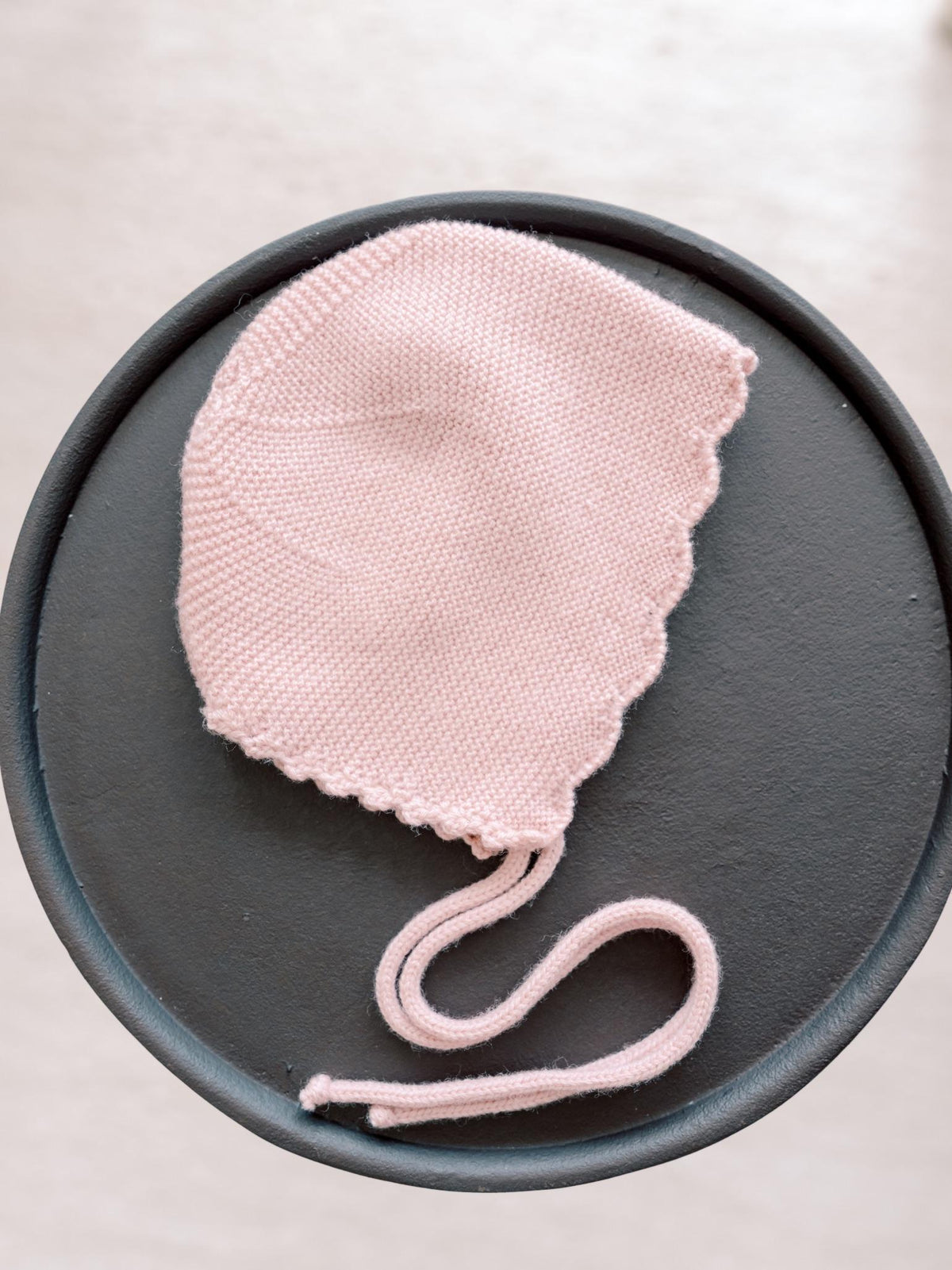 Dusty Pink Amalia Merino Baby Girl Knitted Bonnet