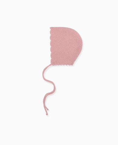 Dusty Pink Amalia Merino Baby Girl Knitted Bonnet