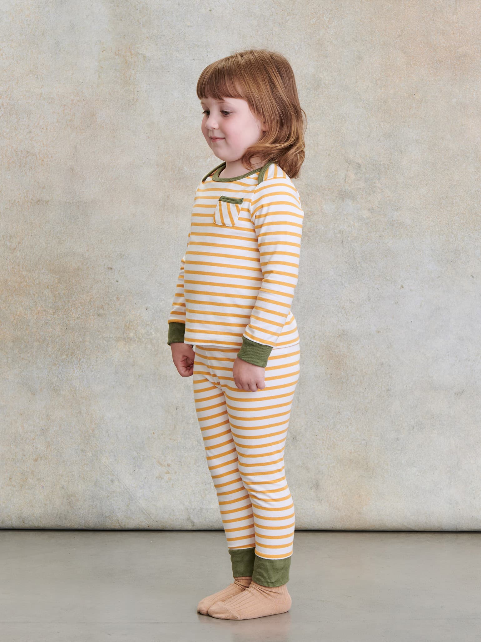 Mustard Stripe Amor Baby Pyjamas