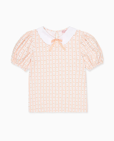 Pink Floral Stripe Anabelle Girl Top