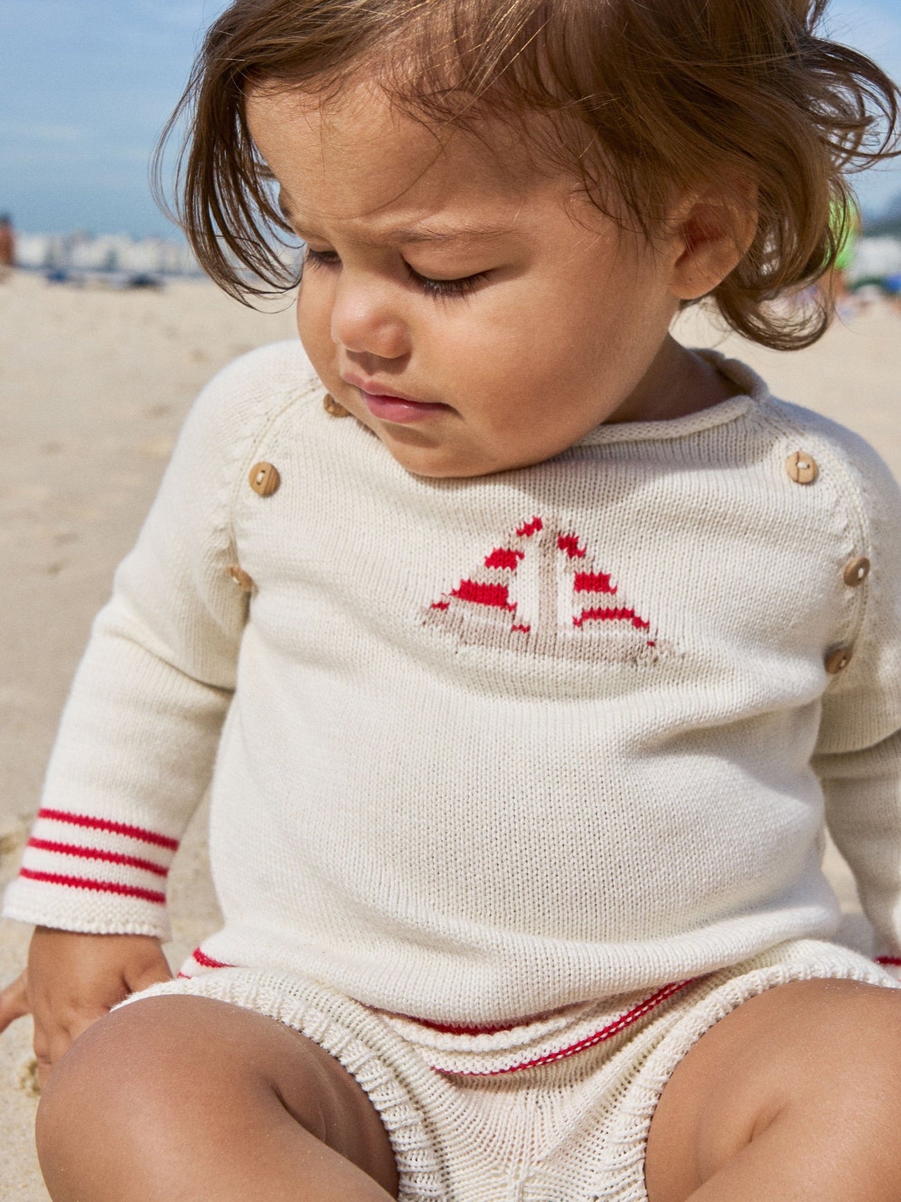 Red Stripe Ancla Cotton Baby Knitted Gift Box Set