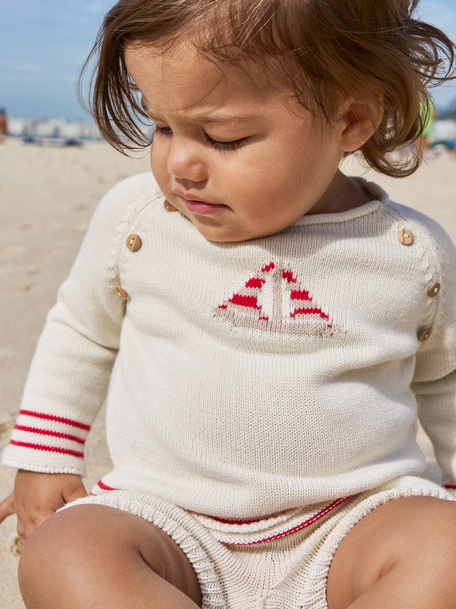 Red Stripe Ancla Cotton Baby Knitted Gift Box Set