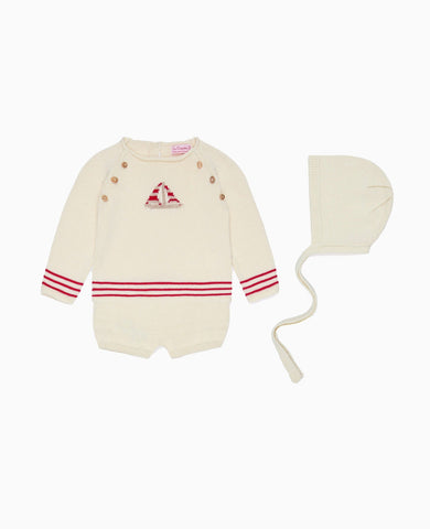 Red Stripe Ancla Cotton Baby Knitted Gift Box Set