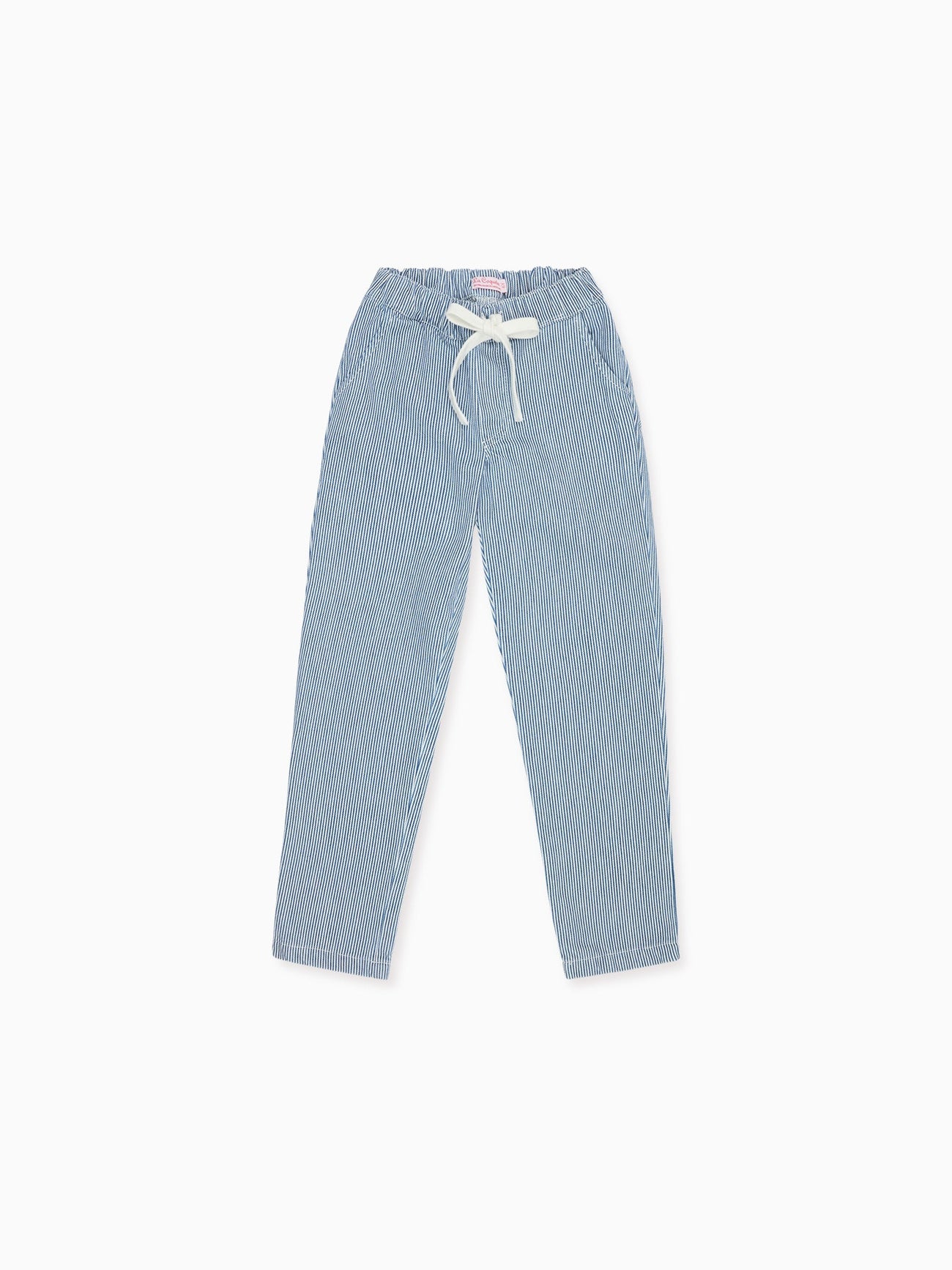 Blue Stripe Andreas Boy Cotton Trousers