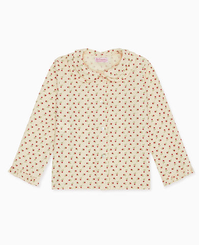 Cream Floral Ania Long Sleeve Girl Shirt