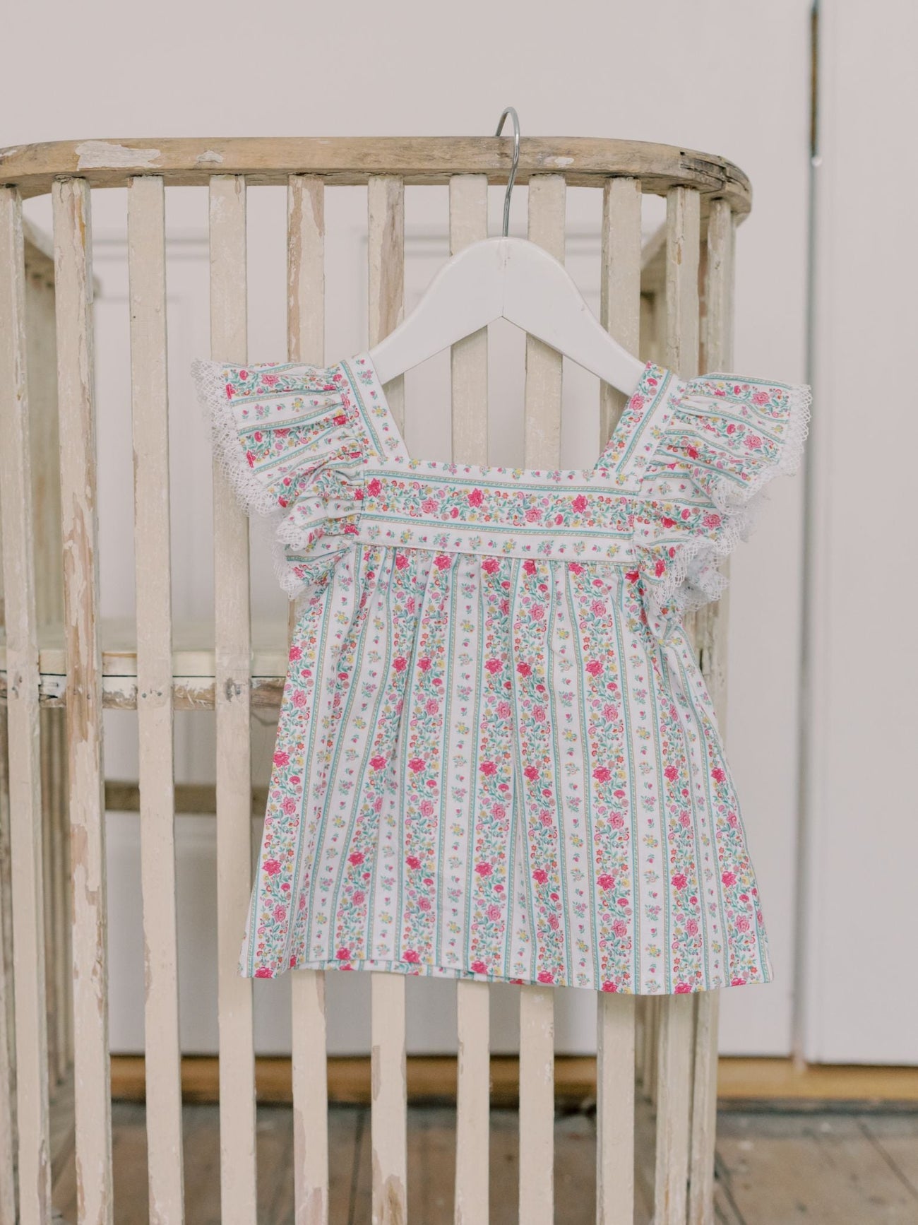 Fuchsia Pink Floral Stripe Anika Baby Girl Shirt