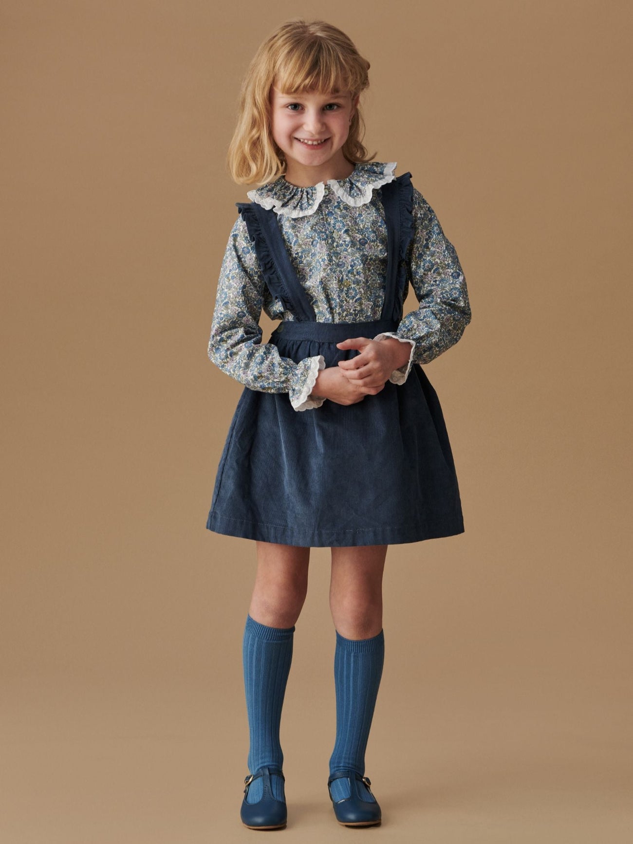Blue Agata Corduroy Girl Pinafore Skirt