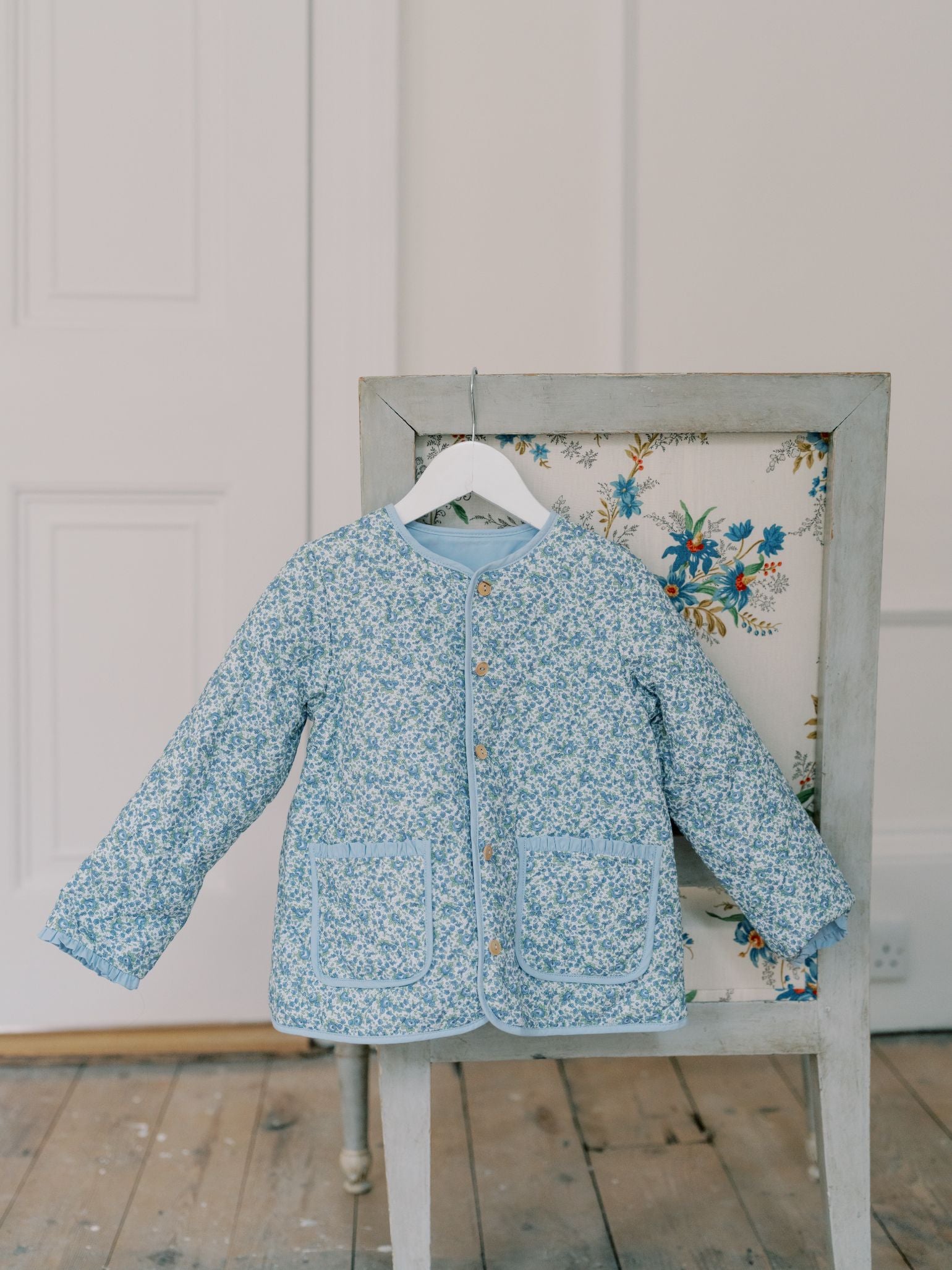 Blue Floral Reversible Anneliese Girl Jacket