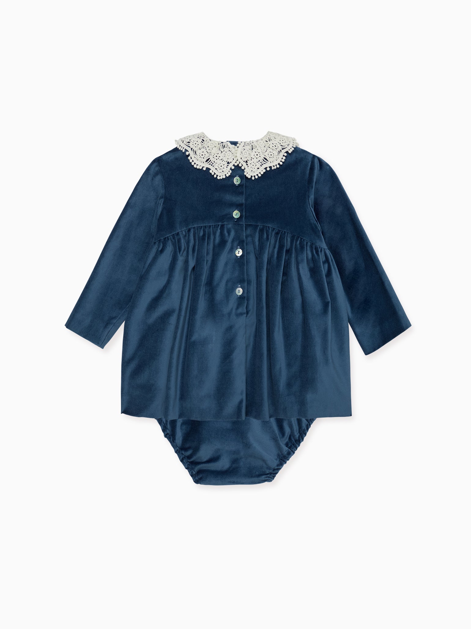 Blue Antonella Velvet Baby Girl Set