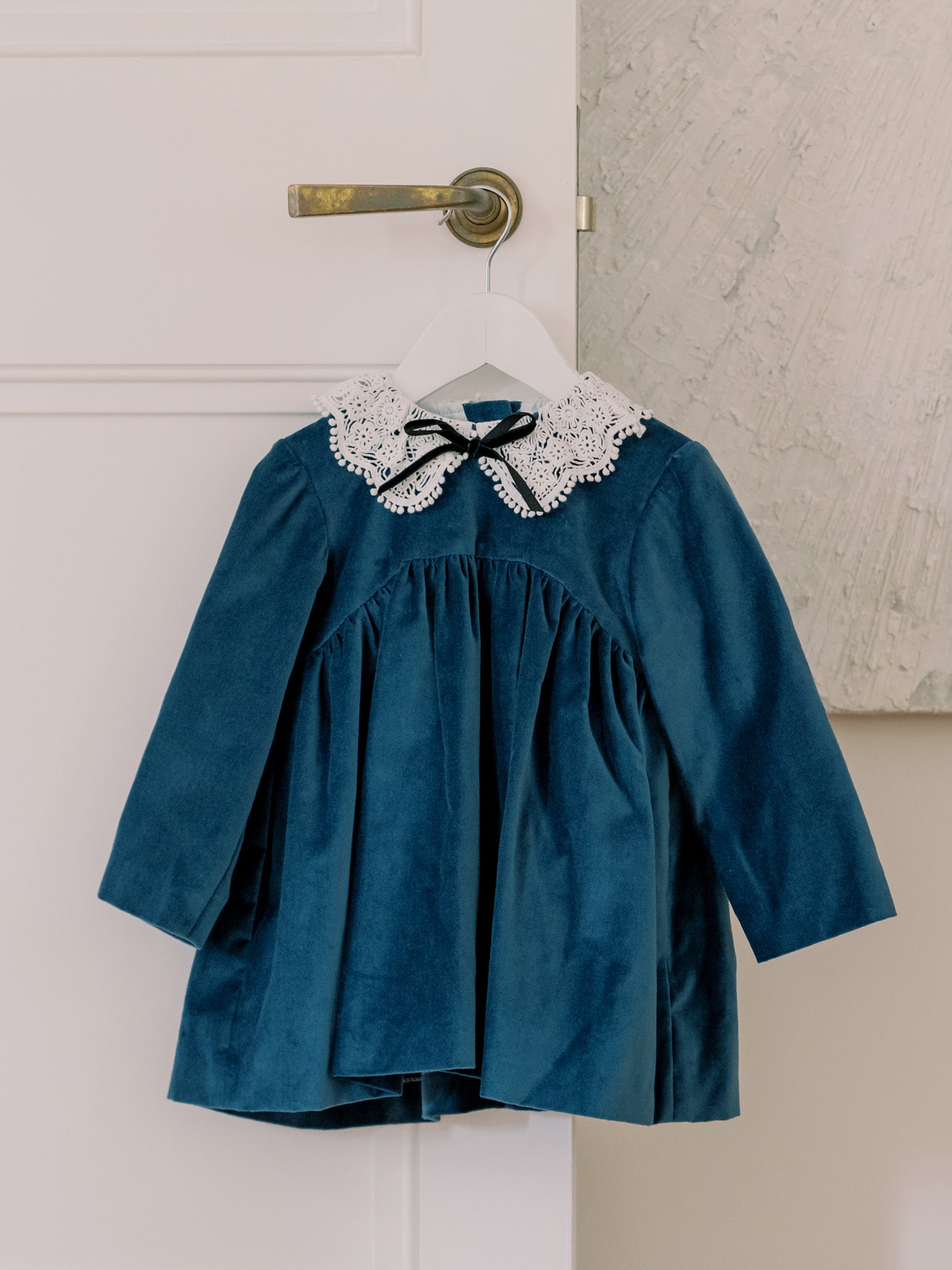 Blue Antonella Velvet Baby Girl Set