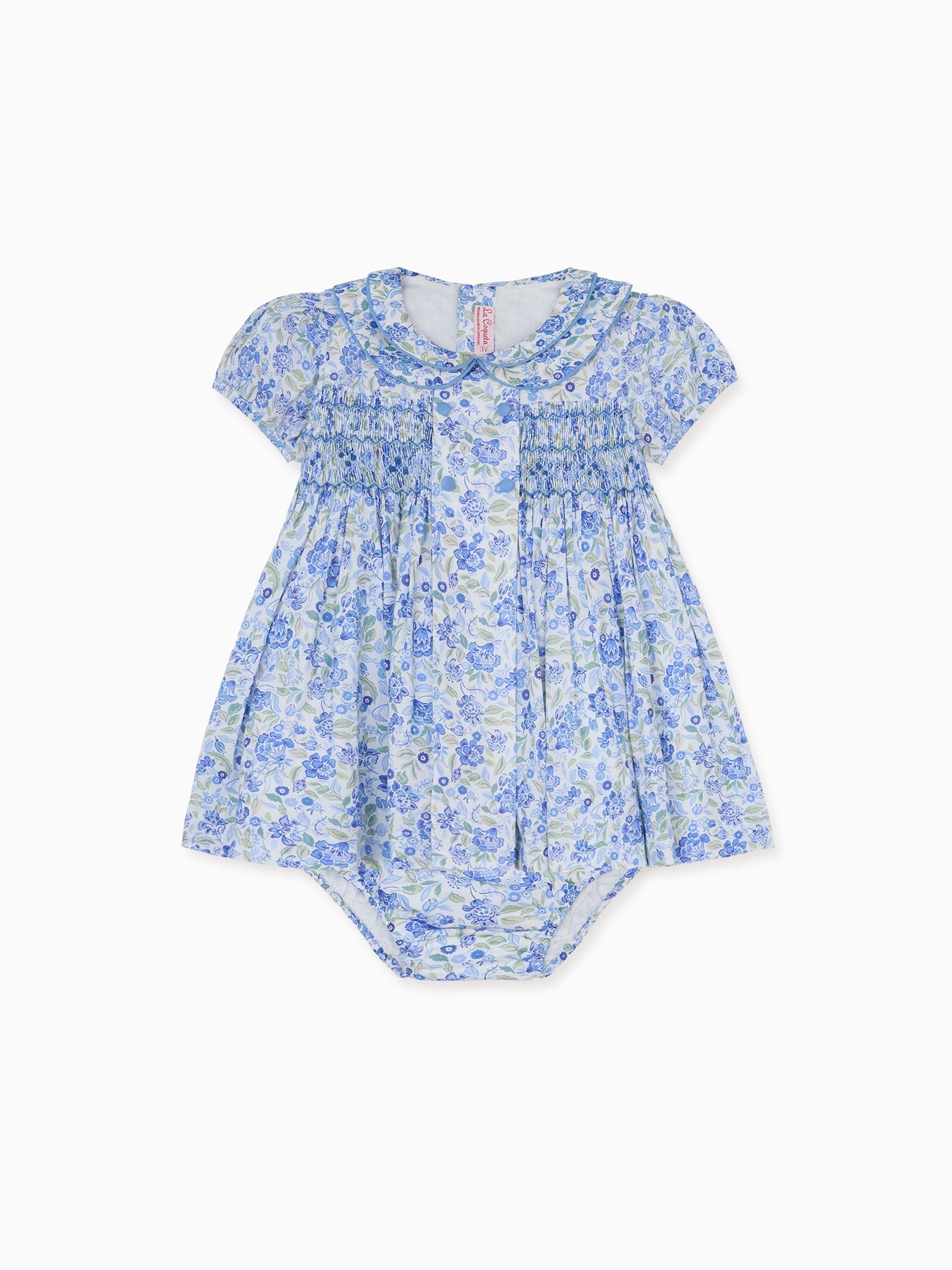 Dusty Blue Floral Arcadia Baby Girl Hand-Smocked Set