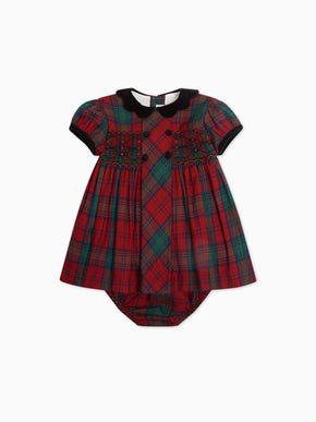 Green Tartan Arcadia Baby Girl Hand-Smocked Set
