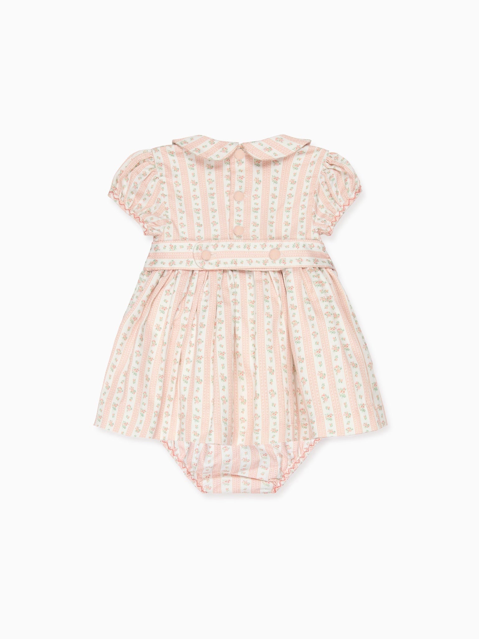 Pink Floral Stripe Arcadia Baby Girl Hand-Smocked Set
