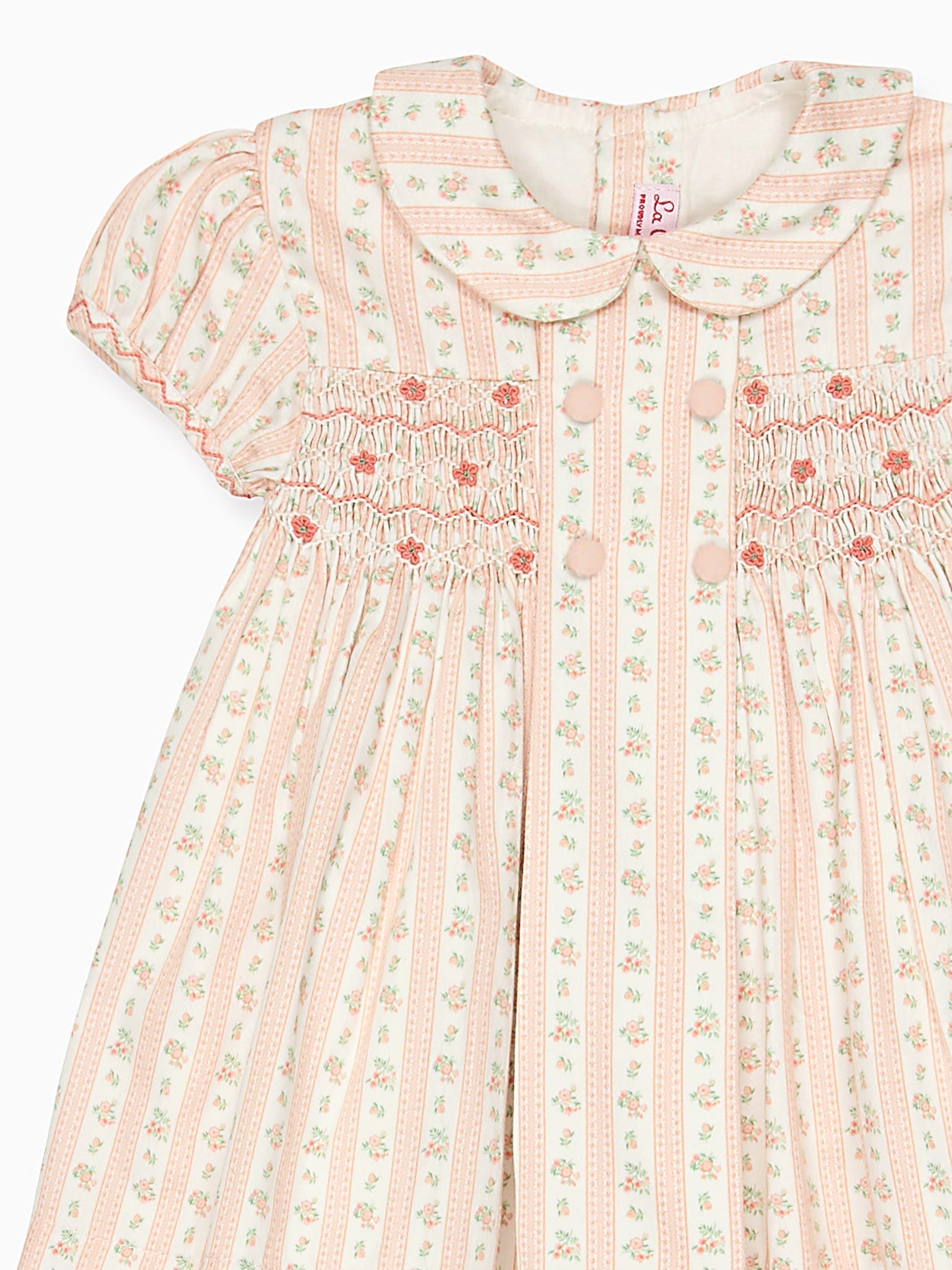 Pink Floral Stripe Arcadia Baby Girl Hand-Smocked Set