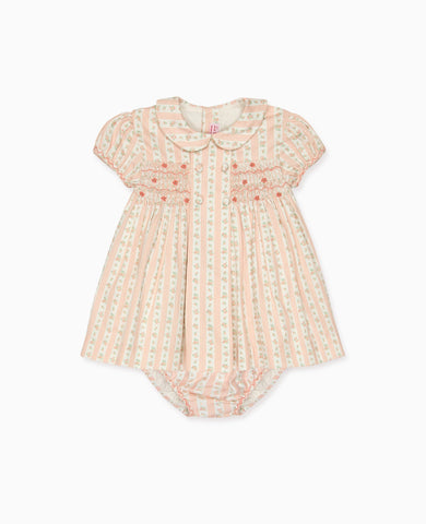 Pink Floral Stripe Arcadia Baby Girl Hand-Smocked Set