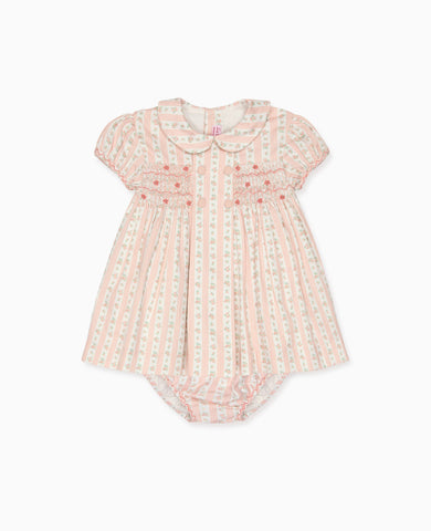 Pink Floral Stripe Arcadia Baby Girl Hand-Smocked Set