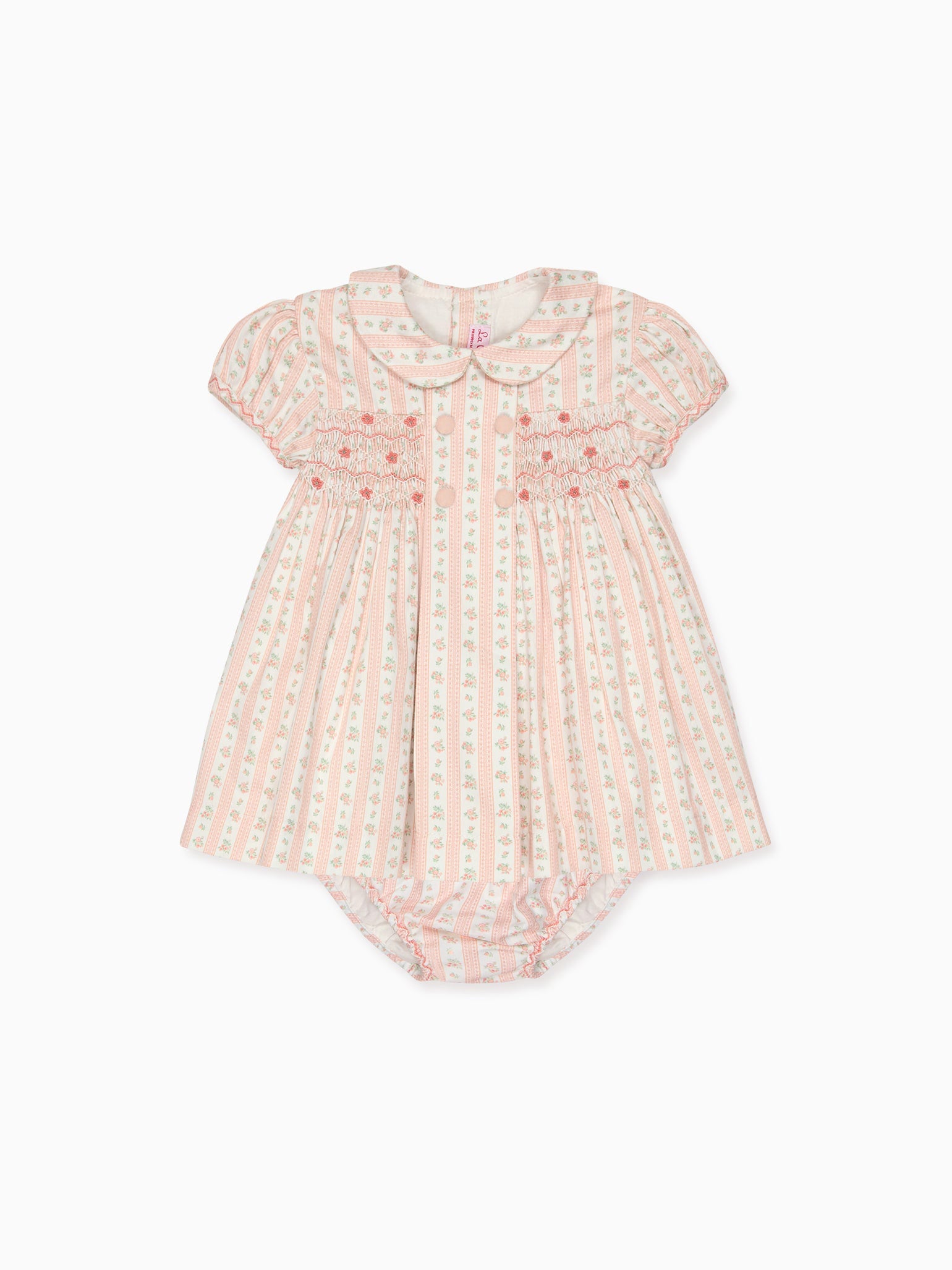 Pink Floral Stripe Arcadia Baby Girl Hand-Smocked Set