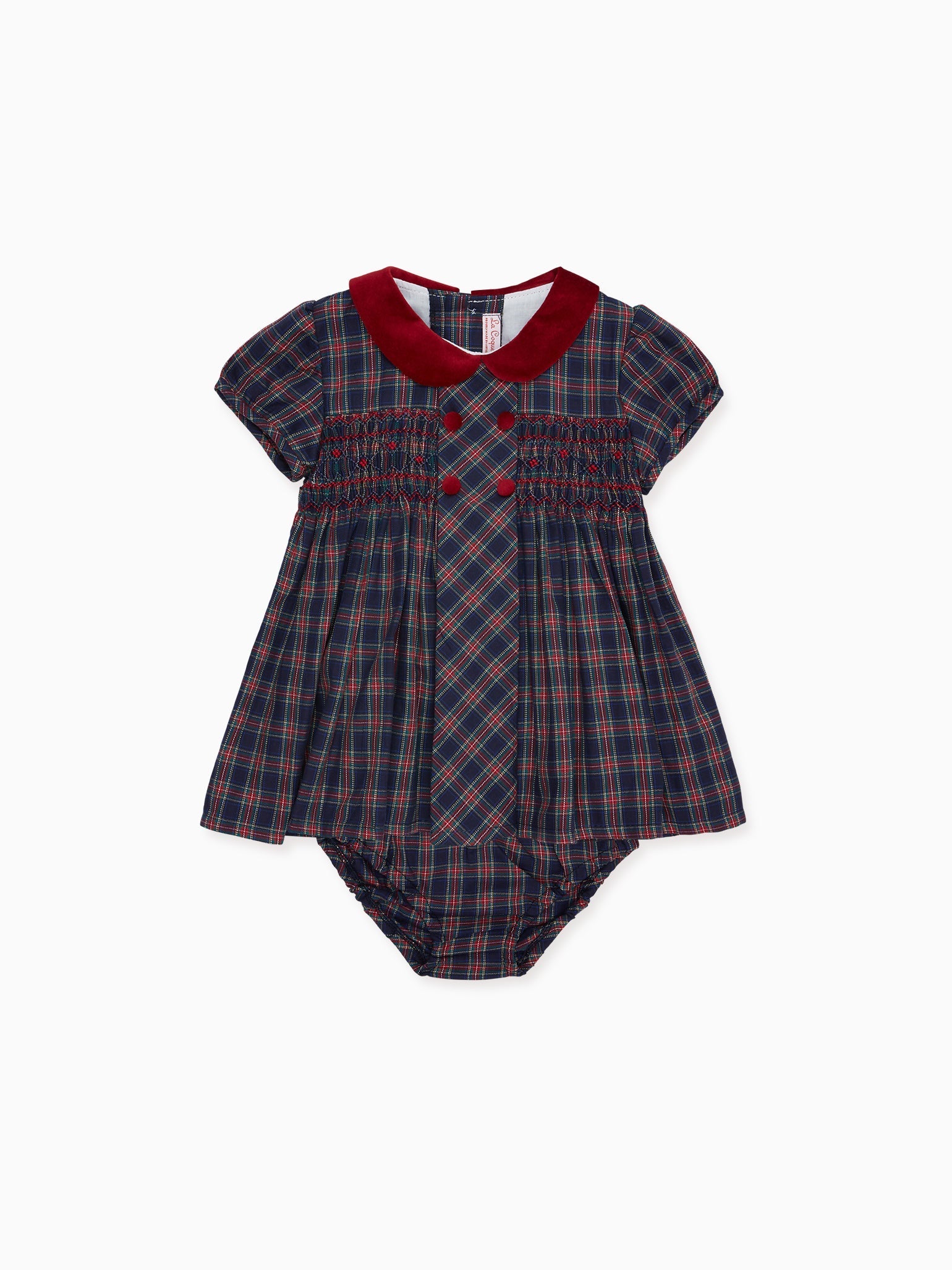 Navy Tartan Arcadia Baby Girl Smock Set