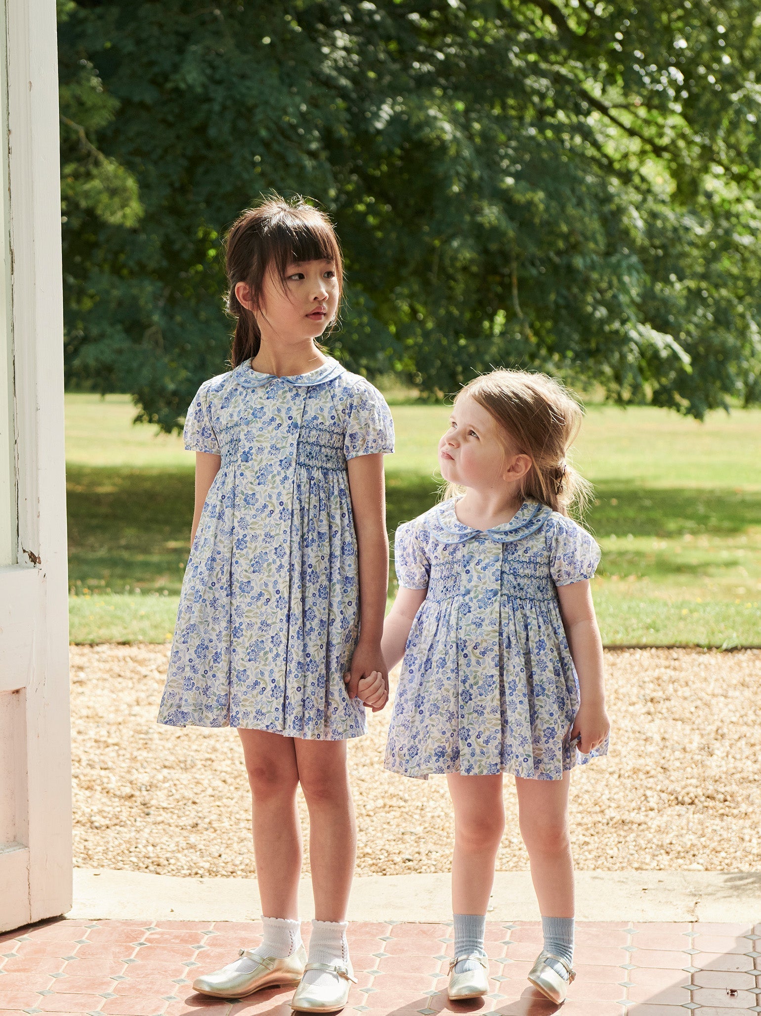 Dusty Blue Floral Arcadia Baby Girl Hand-Smocked Set