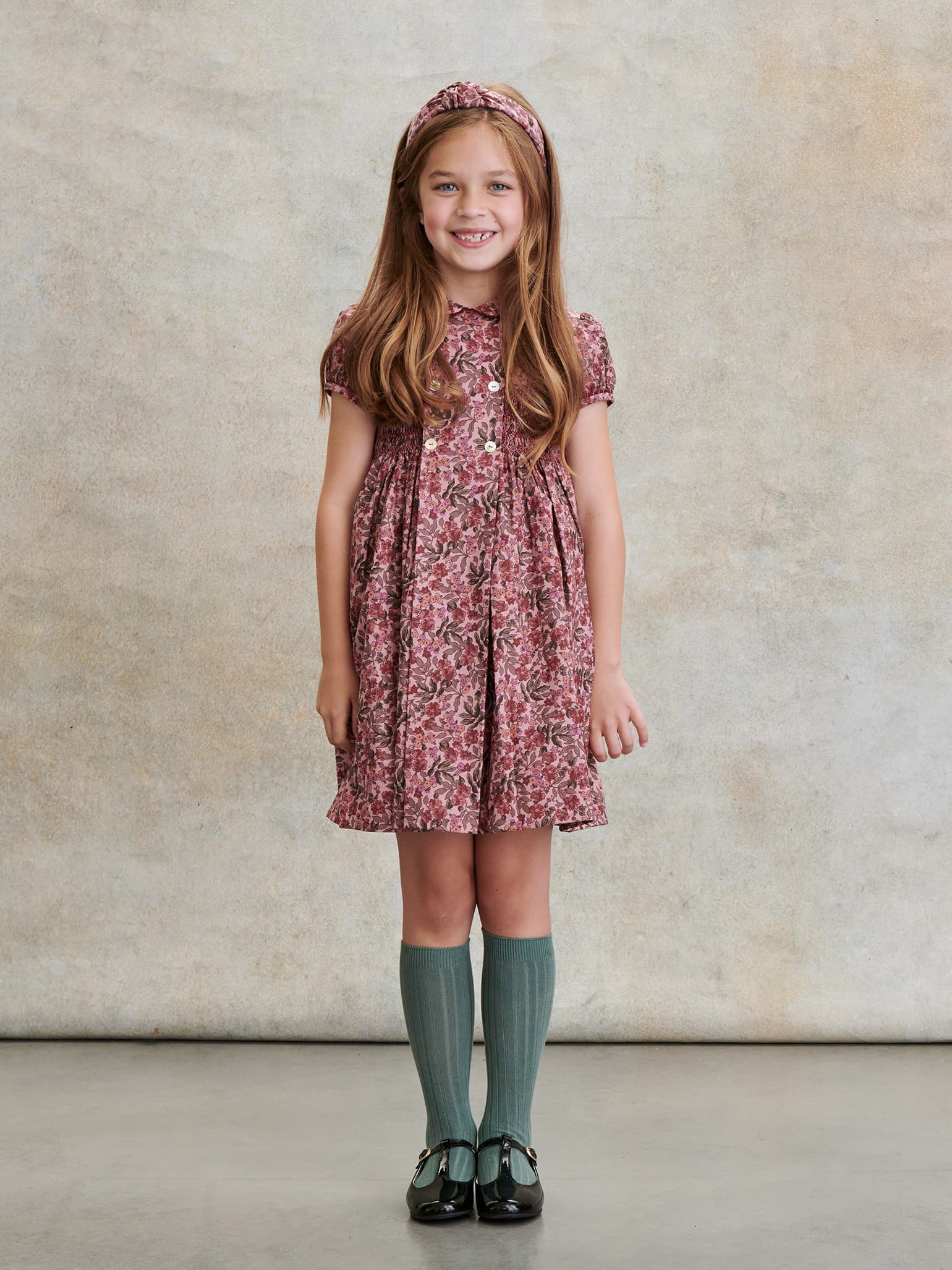 Pink Floral Arcadia Girl Smock Dress