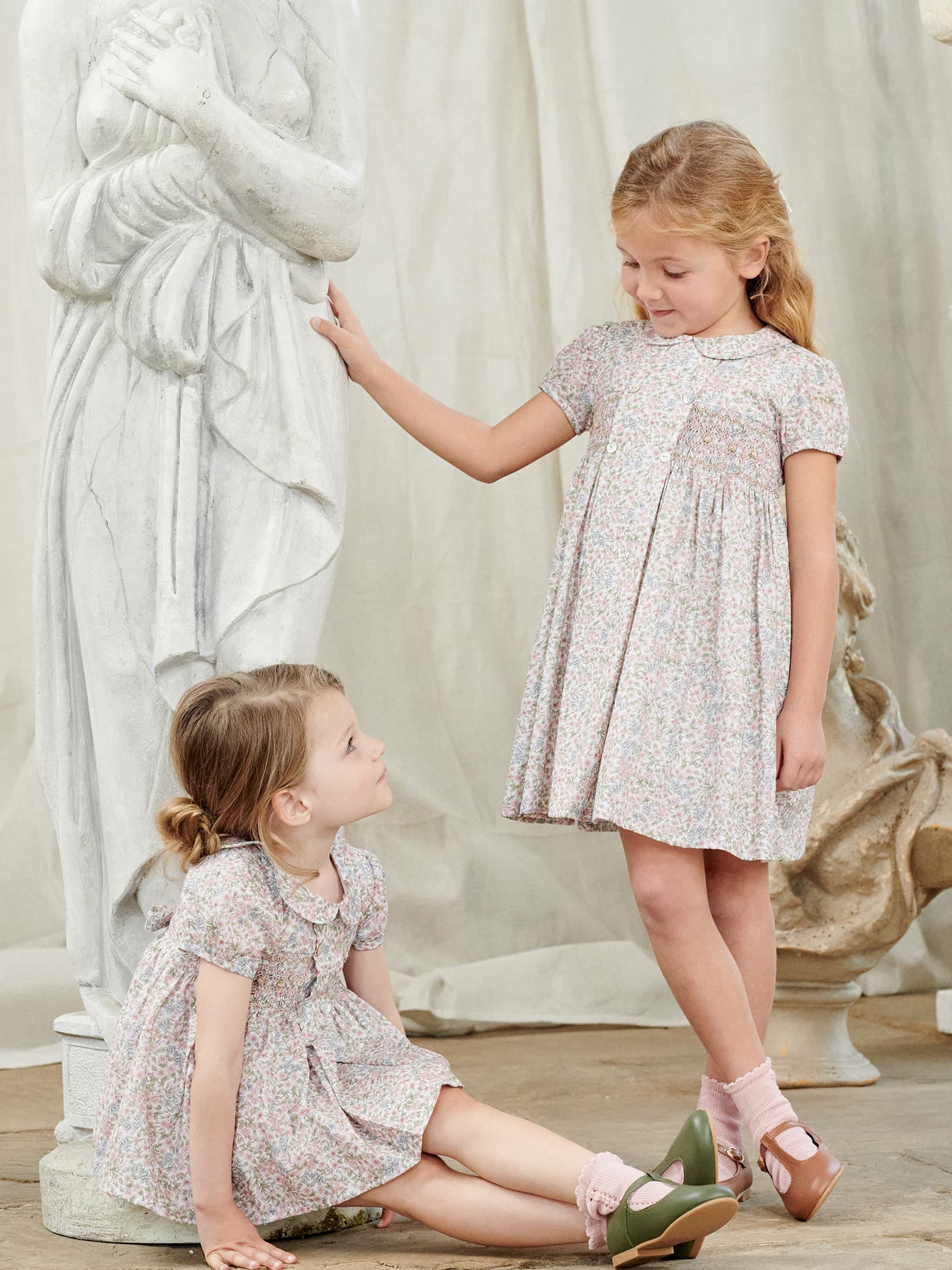 Pink Floral Arcadia Girl Hand-Smocked Dress