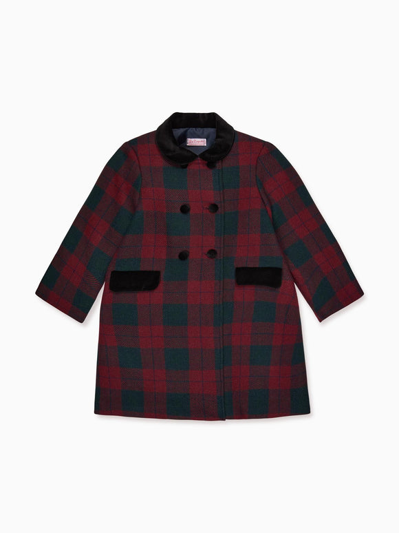 Burgundy Check Arrieta Girl Coat