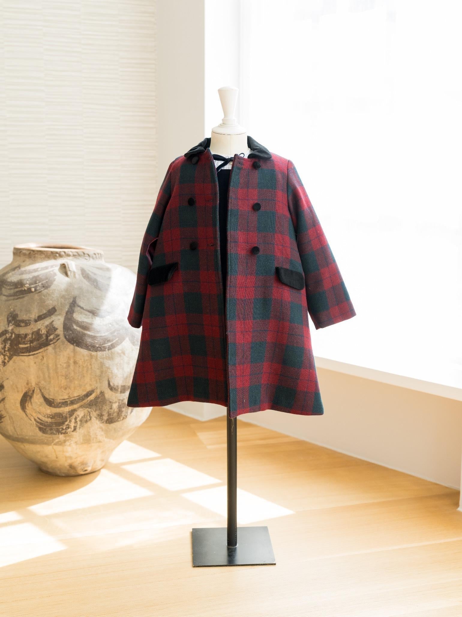 Burgundy Check Arrieta Girl Coat