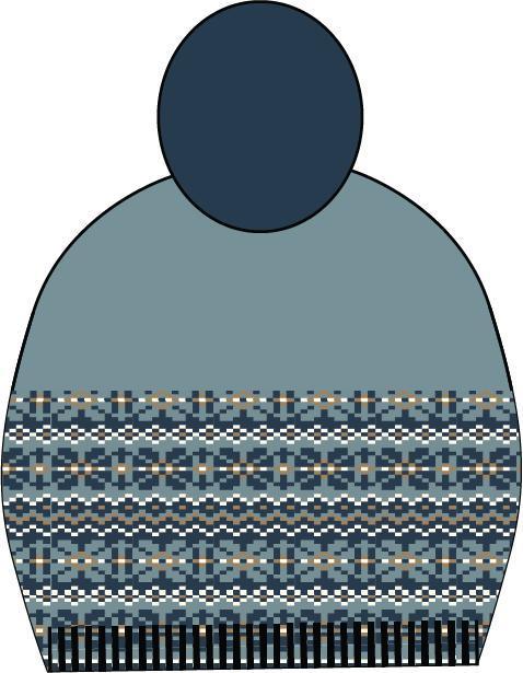 Dusty Blue Merino Fair Isle Kids Bobble Hat