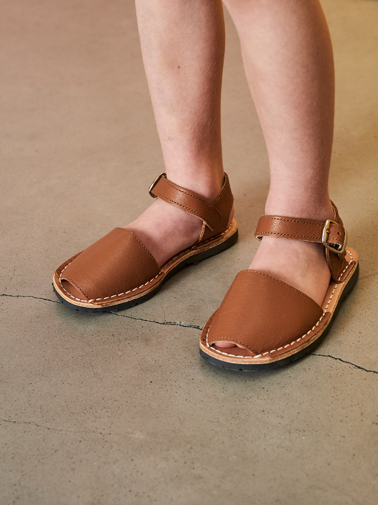 Tan Leather Avarca Leather Kids Sandals