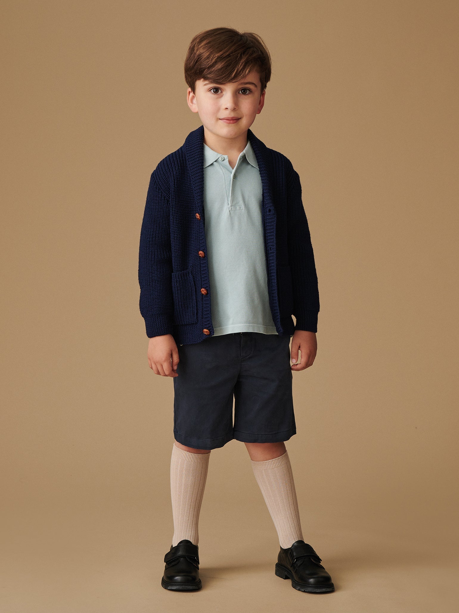 Navy Axel Merino Boy Cardigan