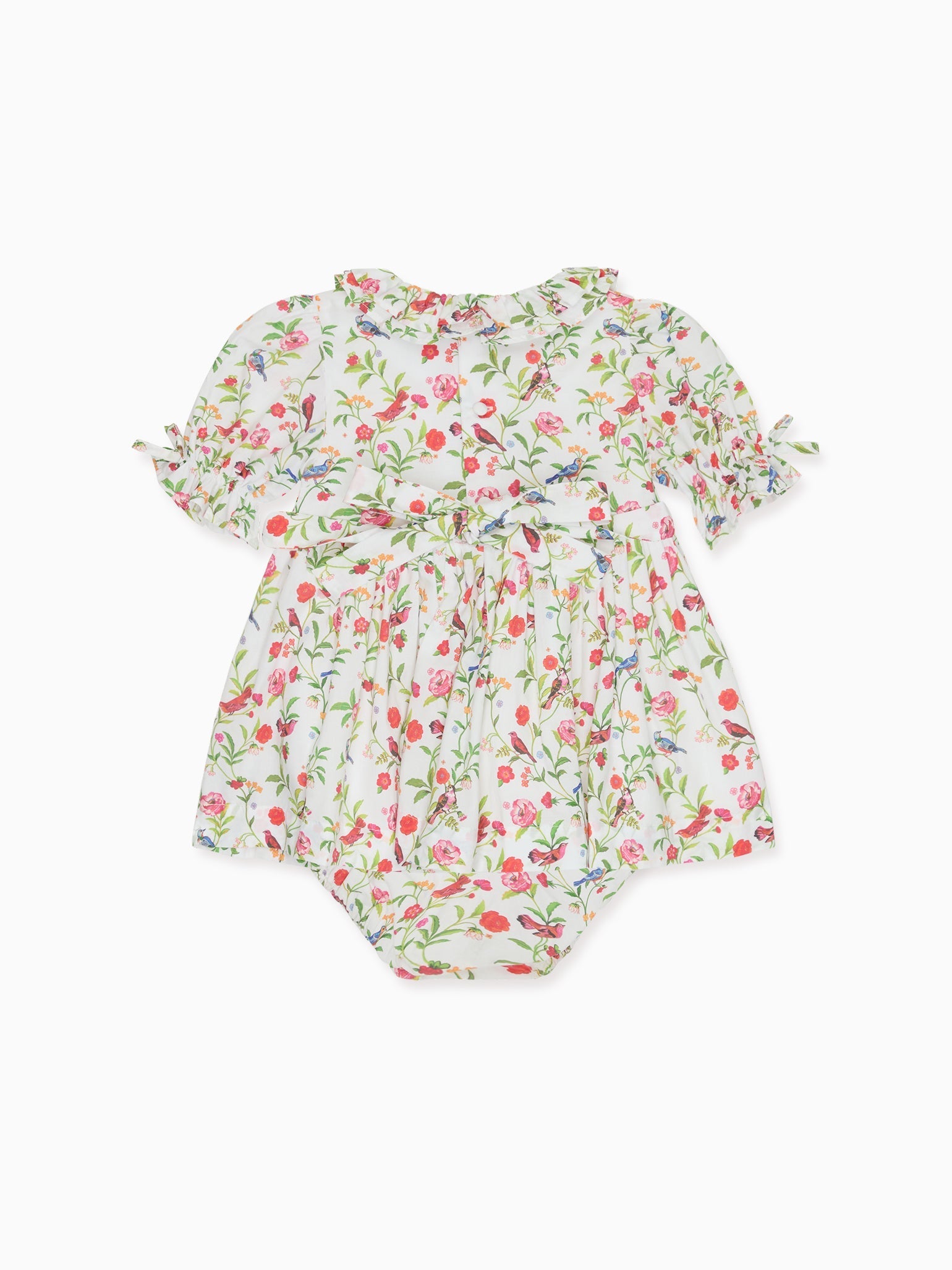 Ivory Bird Floral Azura Baby Girl Hand-Smocked Set