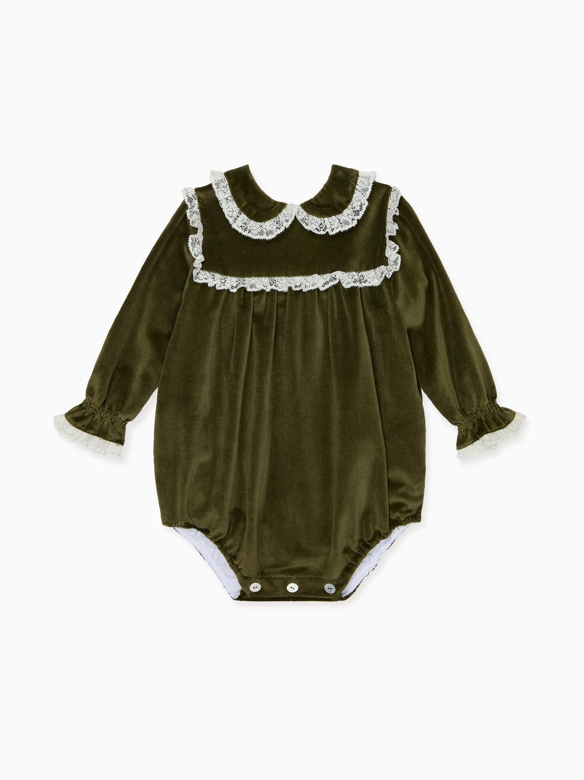 Olive Azura Velvet Baby Girl Romper