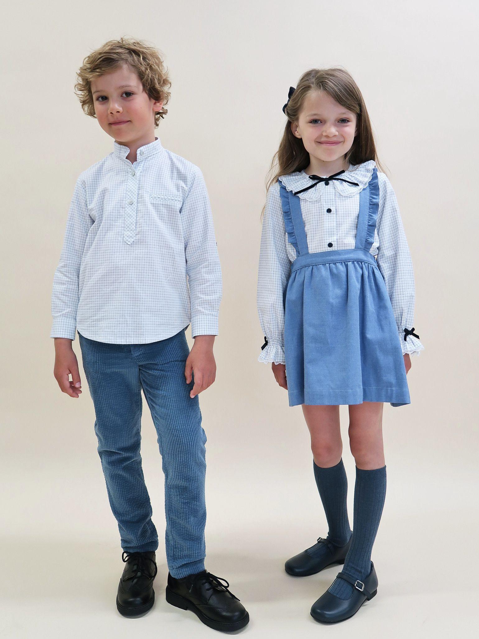 Blue Check Mateo Long Sleeve Boy Shirt