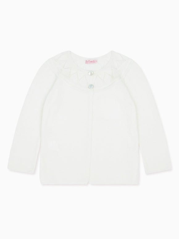 Ivory Baena Girl Cotton Cardigan