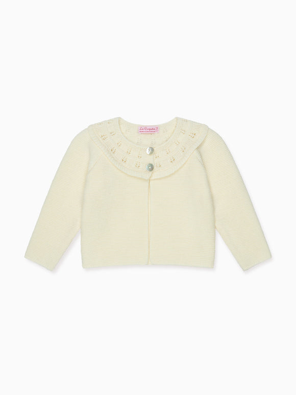 Ivory Baena Merino Baby Cardigan